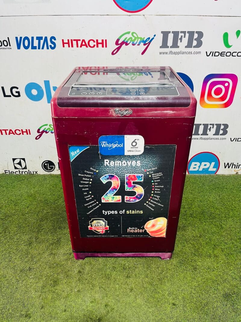 Whirlpool 6th sense agitronic max dry 6.5 kg with auto restart and auto tub clean maroon in colour fully automatic top load washing machine