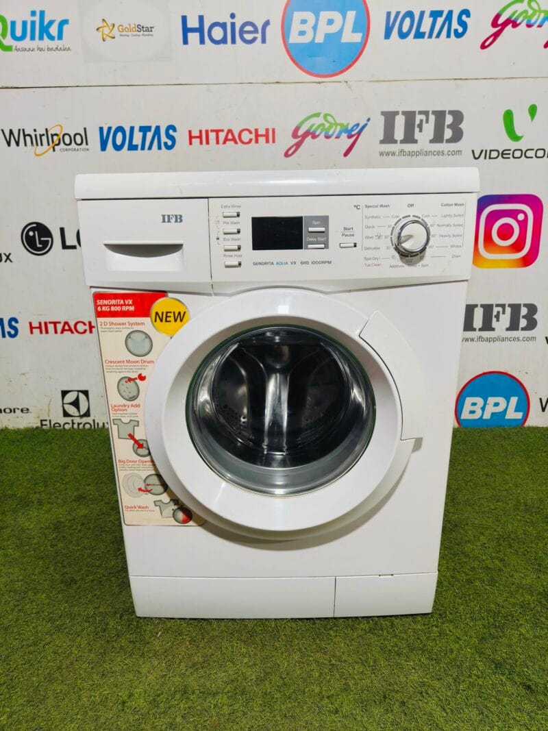 IFB senorita aqua vx white in colour with digital display 6 kg fully automatic gently used front load washing machine