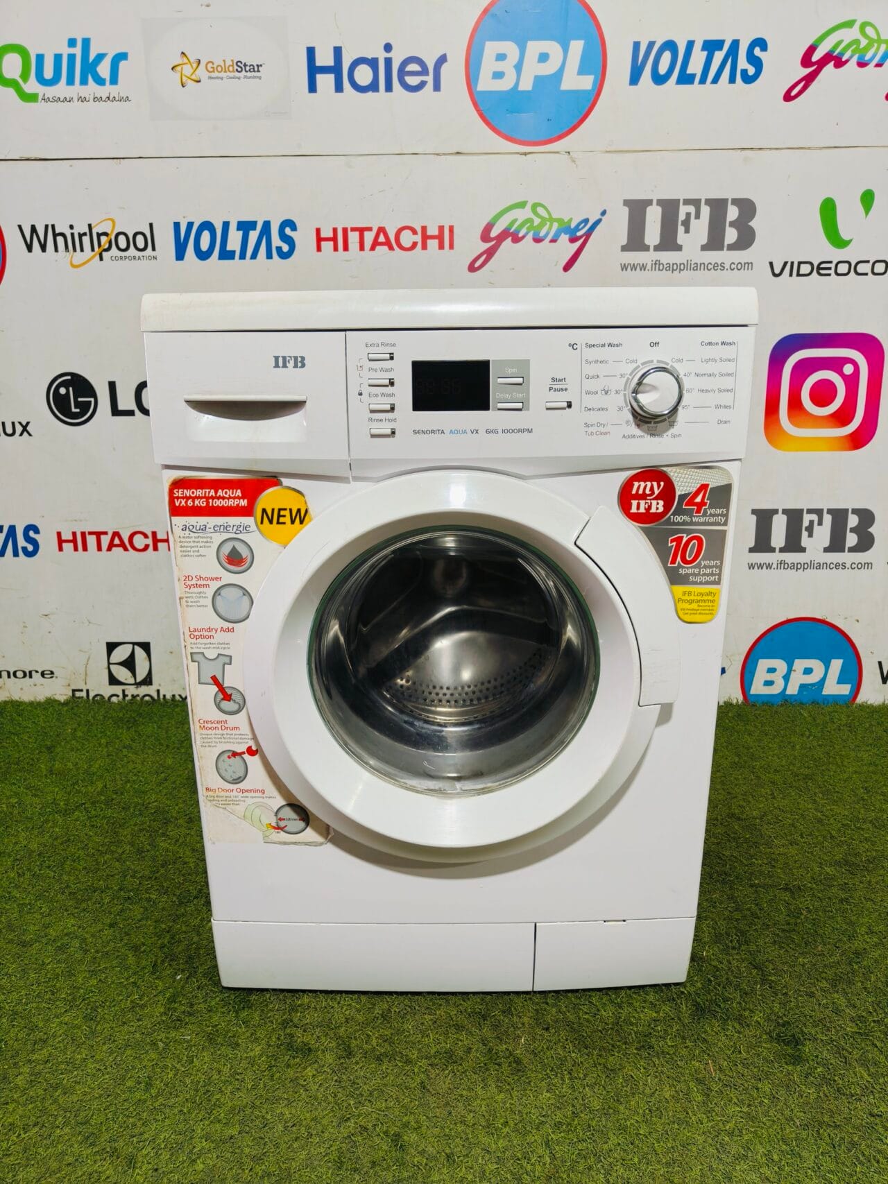 IFB senorita aqua vx white in colour with digital time display 6 kg 1000 RPM fully automatic front load washing machine