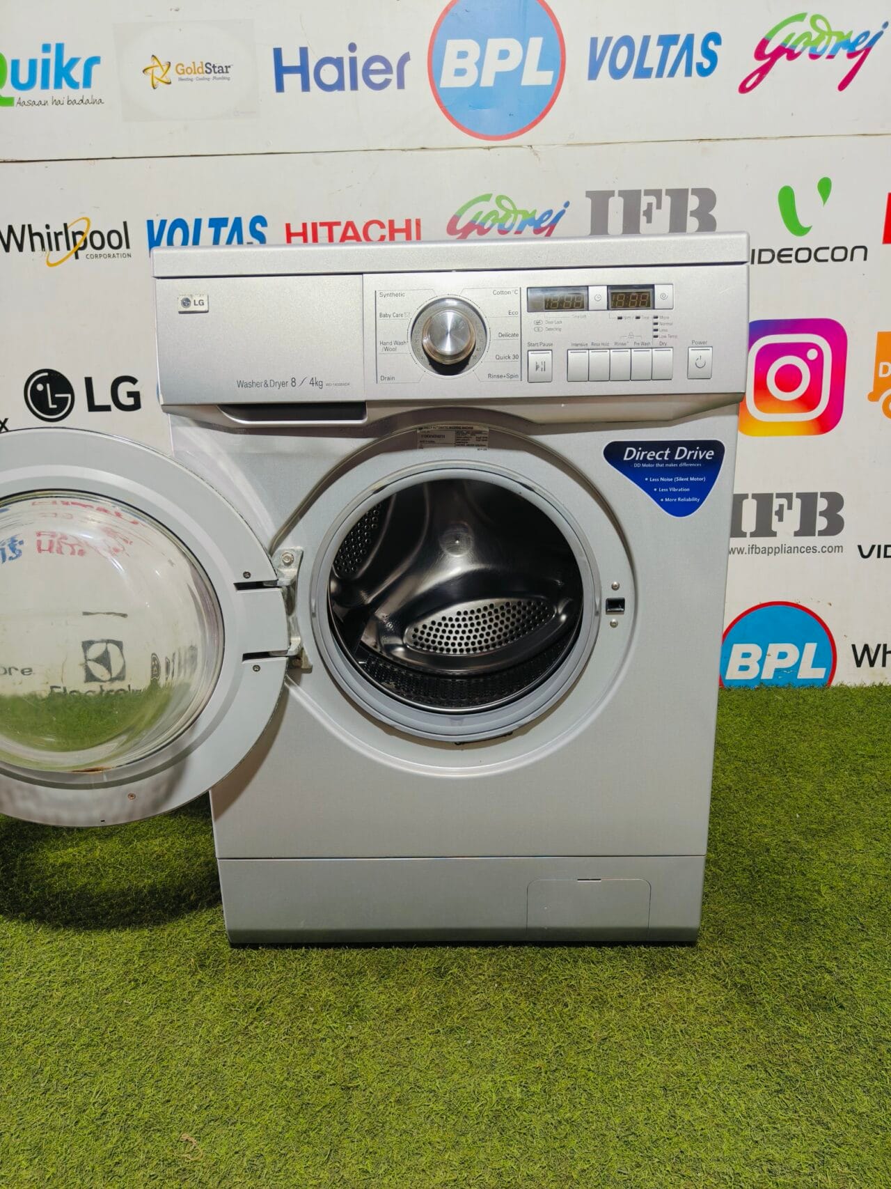 LG 8/4 kg washer and dryer with direct drive motor,less noise,less vibration, and more durability silver in colour gently used fully automatic front load washing machine - Image 2