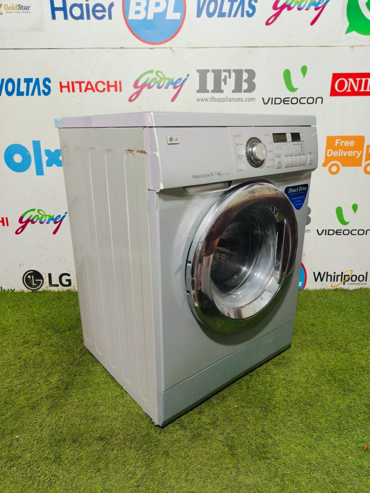 LG 8/4 kg washer and dryer with direct drive motor,less noise,less vibration, and more durability silver in colour gently used fully automatic front load washing machine - Image 4
