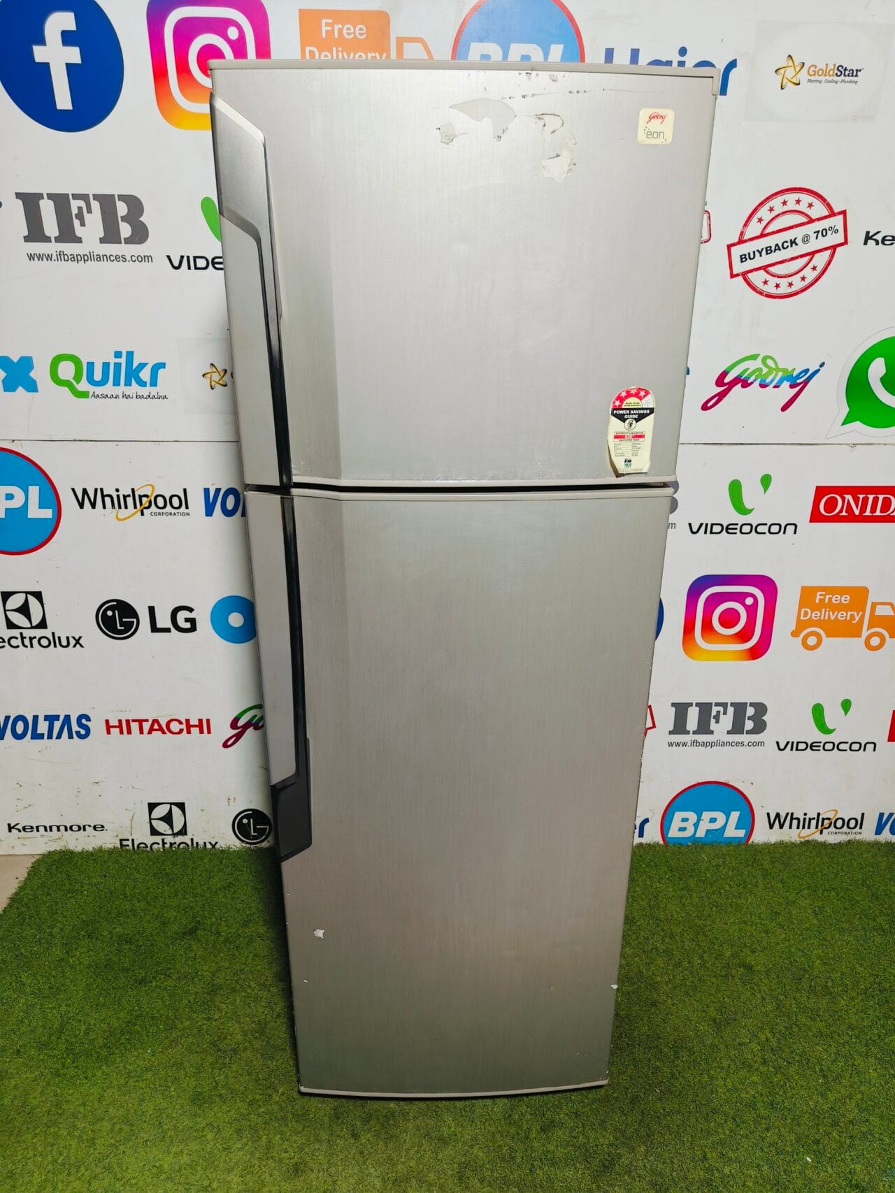 godrej eon 4 star energy rating inbuilt stabiliser silver in colour 350 ltr double door refrigerator