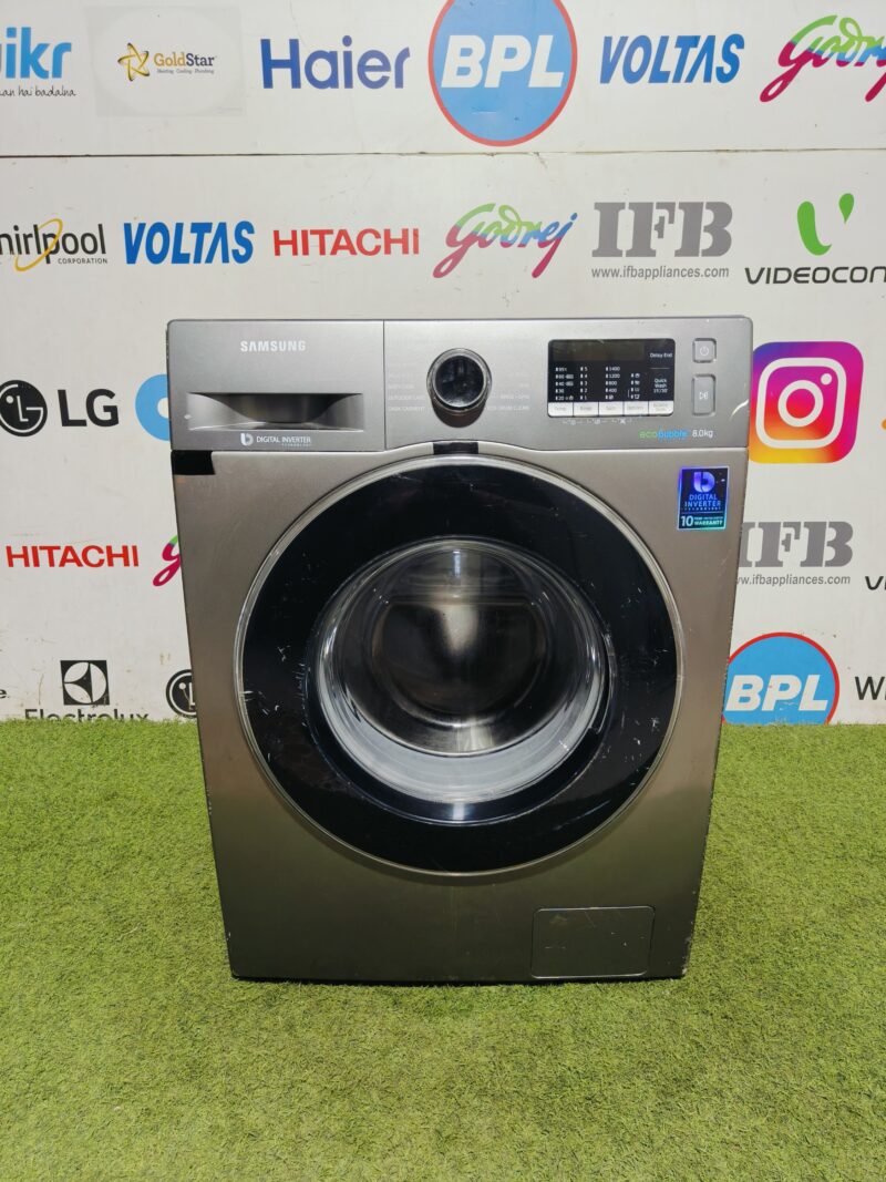 Samsung digital inverter eco bubble technology 8 kg grey in colour gently used fully automatic front load washing machine