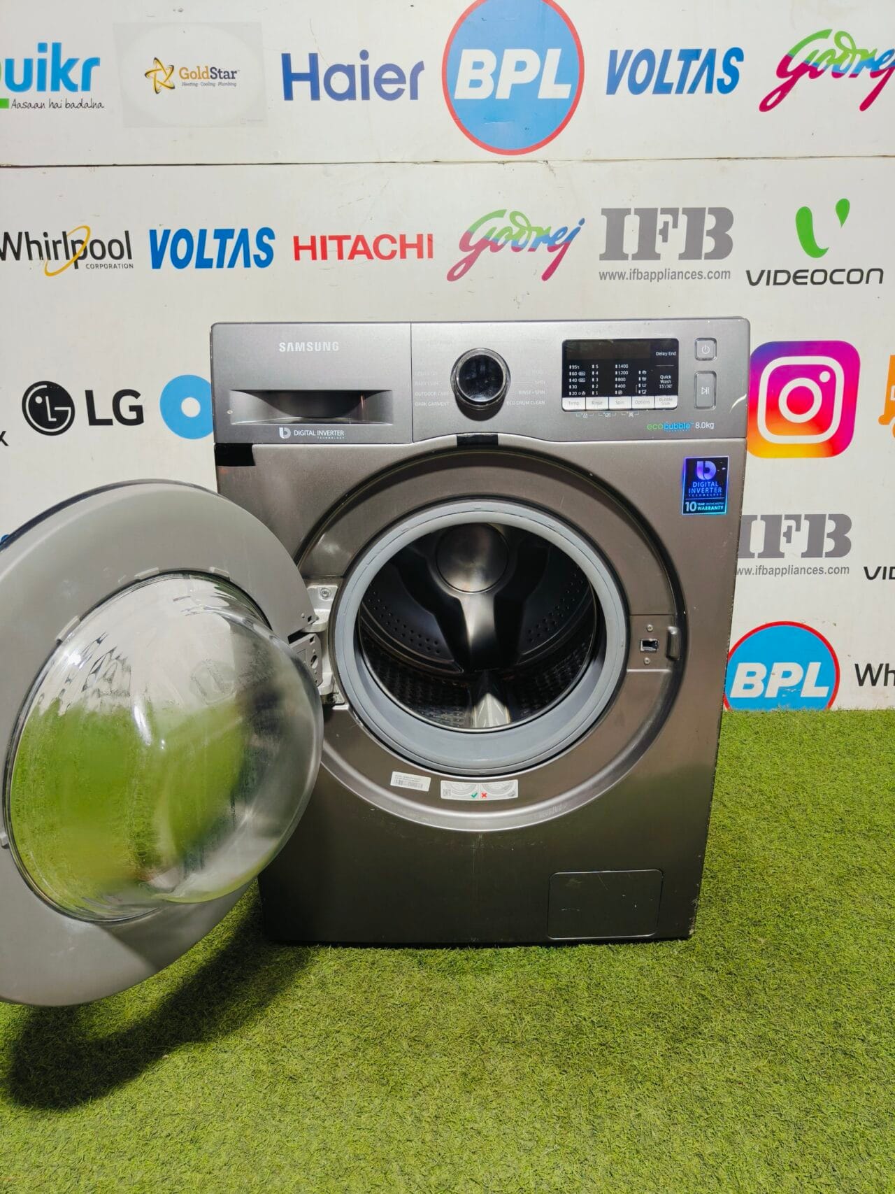 Samsung digital inverter eco bubble technology 8 kg grey in colour gently used fully automatic front load washing machine - Image 3