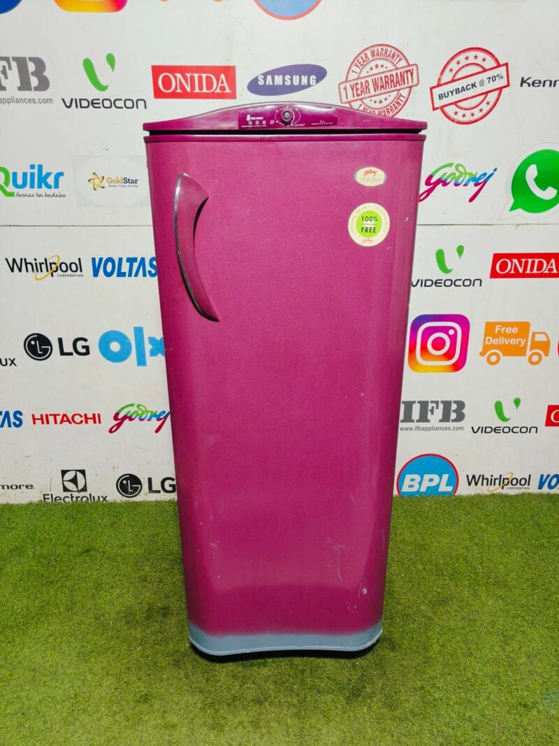 godrej cold gold infinity purple in colour 220 ltr used single door refrigerator