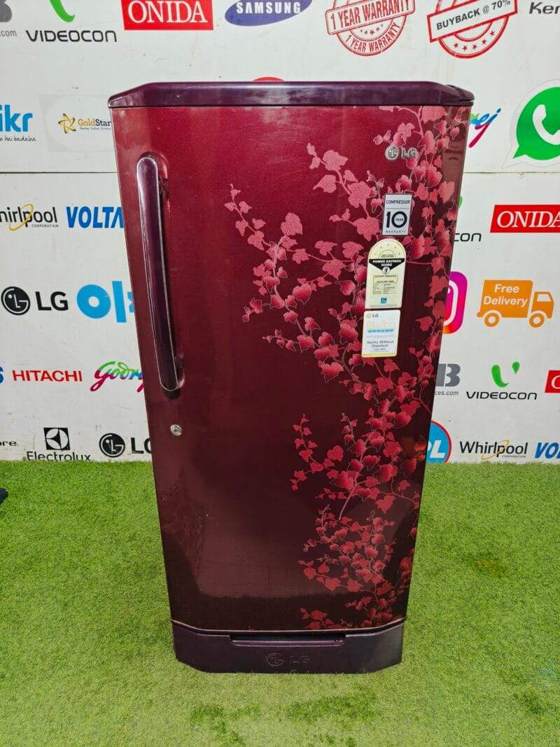 LG 5 star energy rating inbuilt stabiliser 200 ltr with base stand and onion tray Gently used flower model single door refrigerator