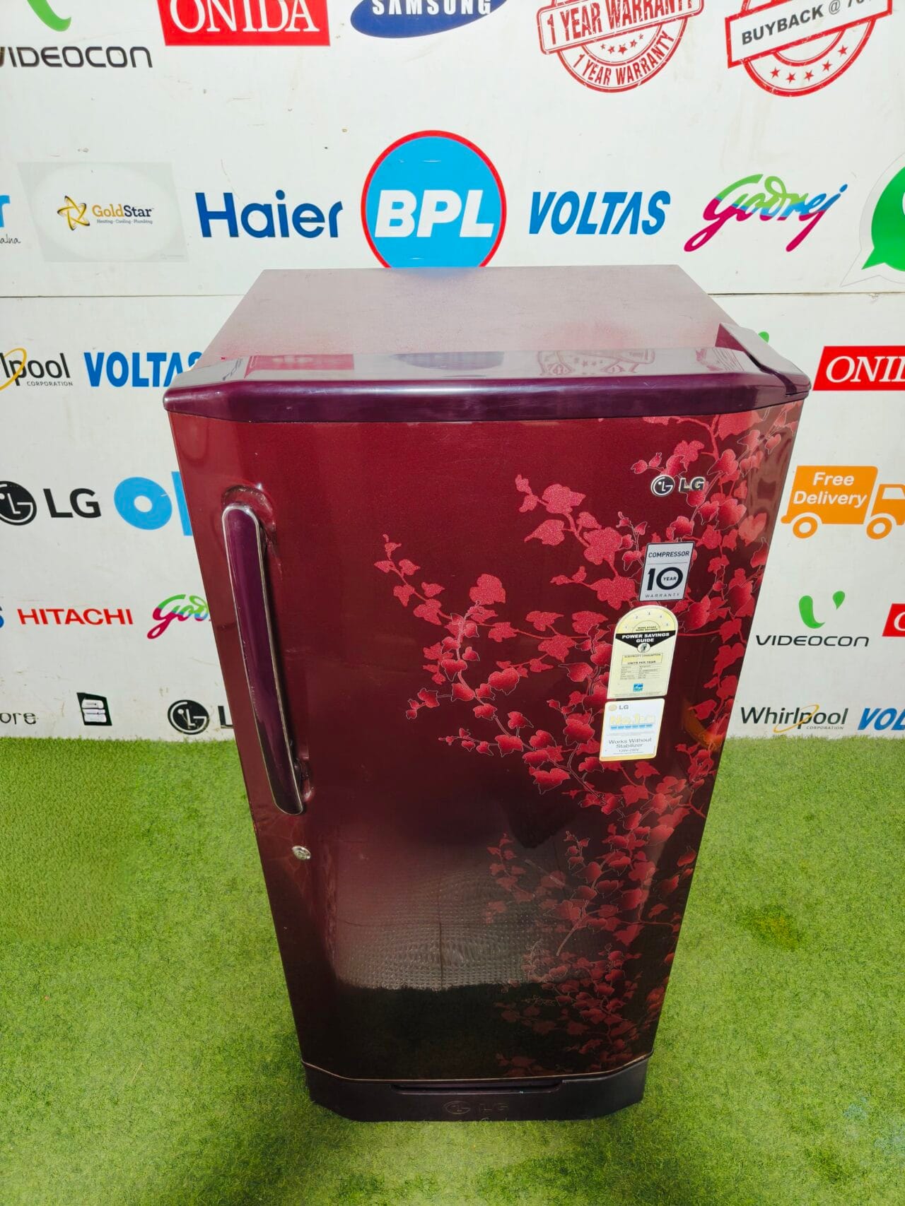 LG 5 star energy rating inbuilt stabiliser 200 ltr with base stand and onion tray Gently used flower model single door refrigerator - Image 2