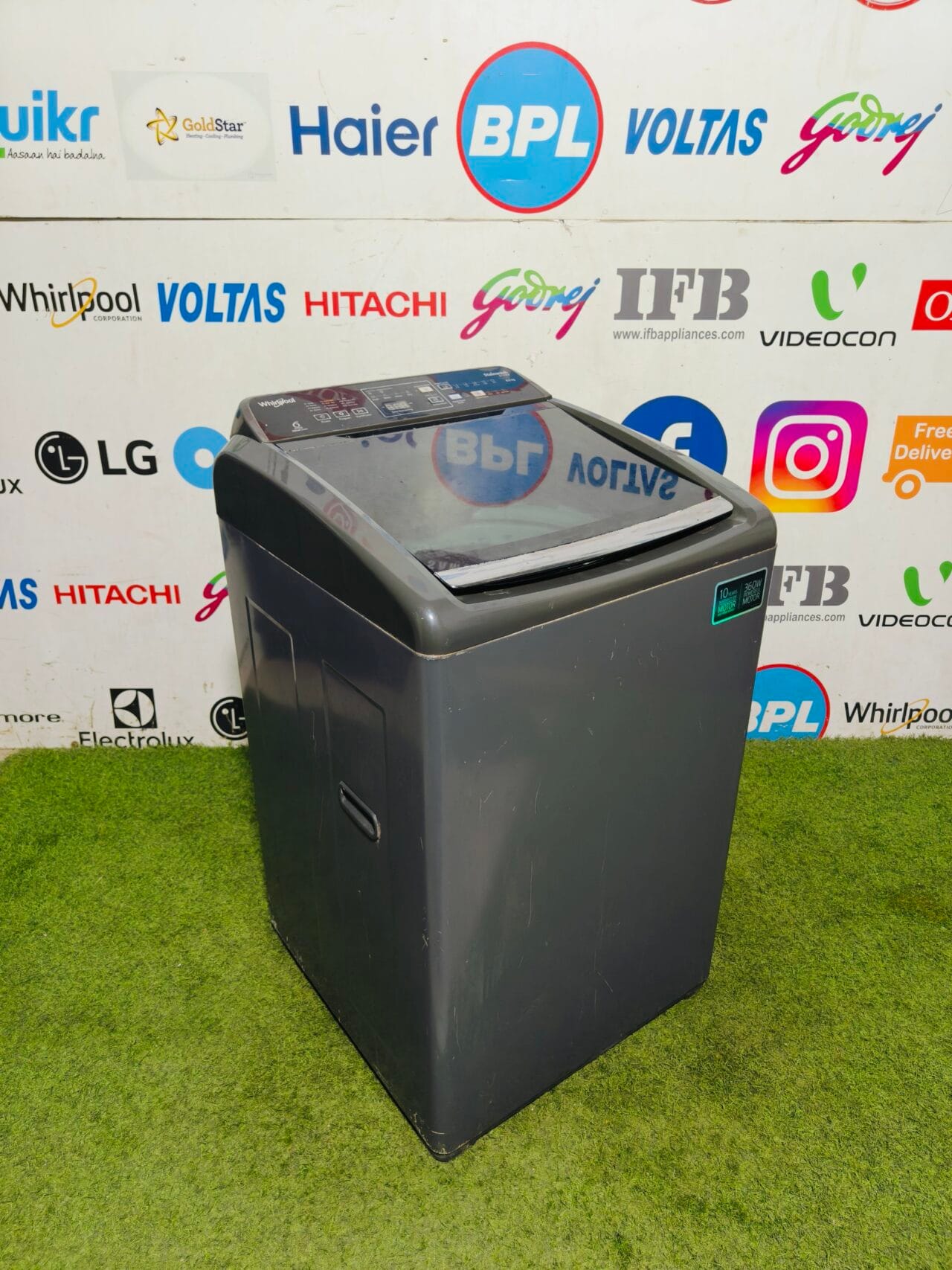 whirlpool 6th sense stain wash ultra 6.5 kg grey in colour fully automatic gently used top load washing machine - Image 4