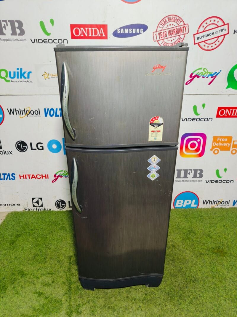 godrej pentacool grey in colour inbuilt stabilizer 240 lte used double door refrigerator