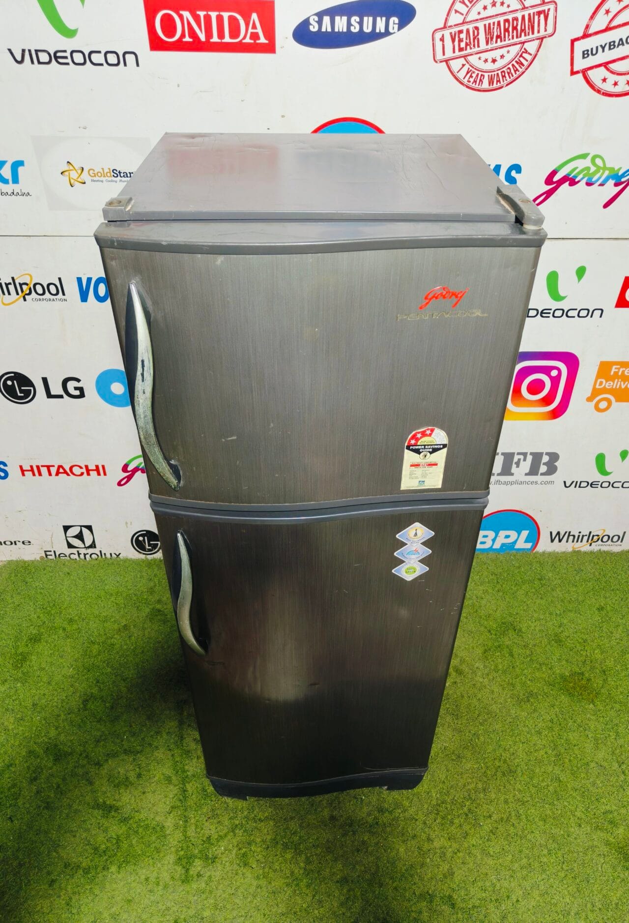 godrej pentacool grey in colour inbuilt stabilizer 240 lte used double door refrigerator - Image 2
