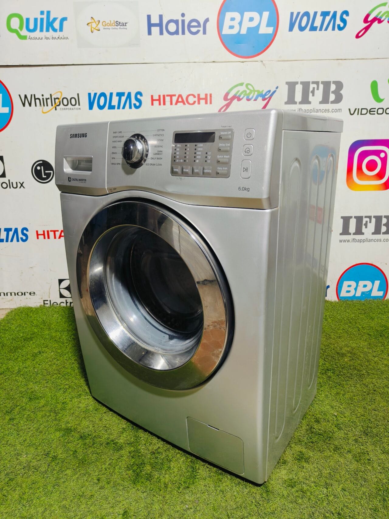Samsung digital inverter with inbuilt ceramic heater 6 kg silver in colour gently used fully automatic front load washing machine - Image 4