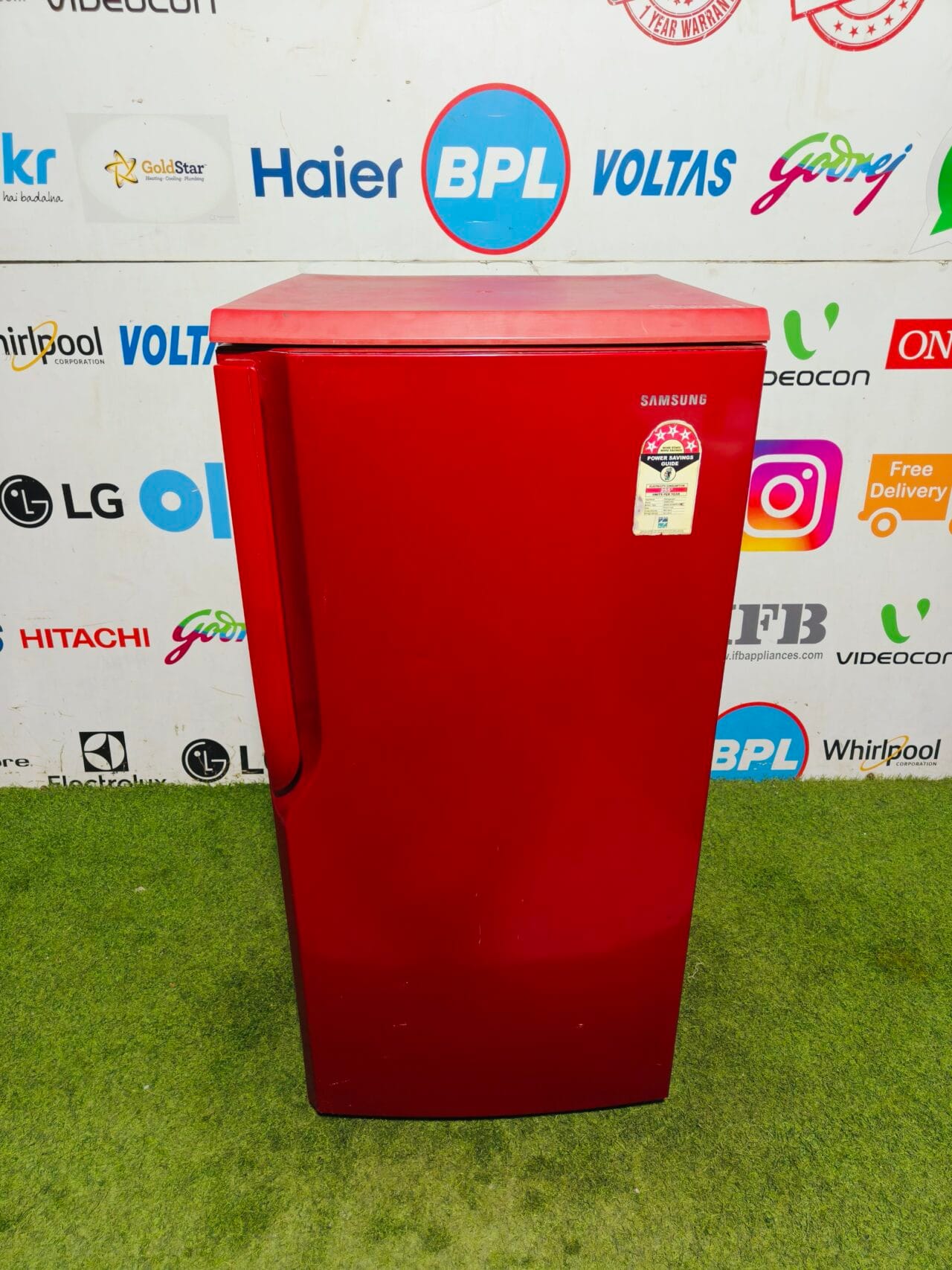 Samsung 5 star energy rating inbuilt stabiliser bright red in colour 190 ltr single door refrigerator