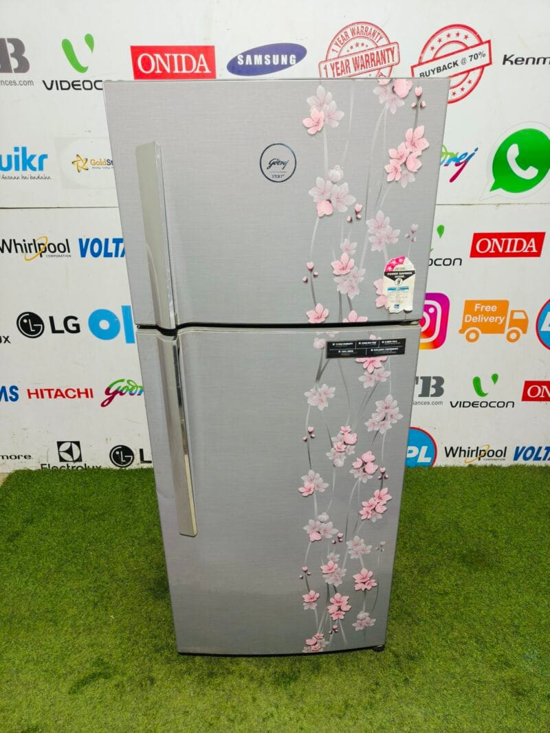 Godrej Eon pink flower model 240 l inbuilt stabilizer used double door refrigerator