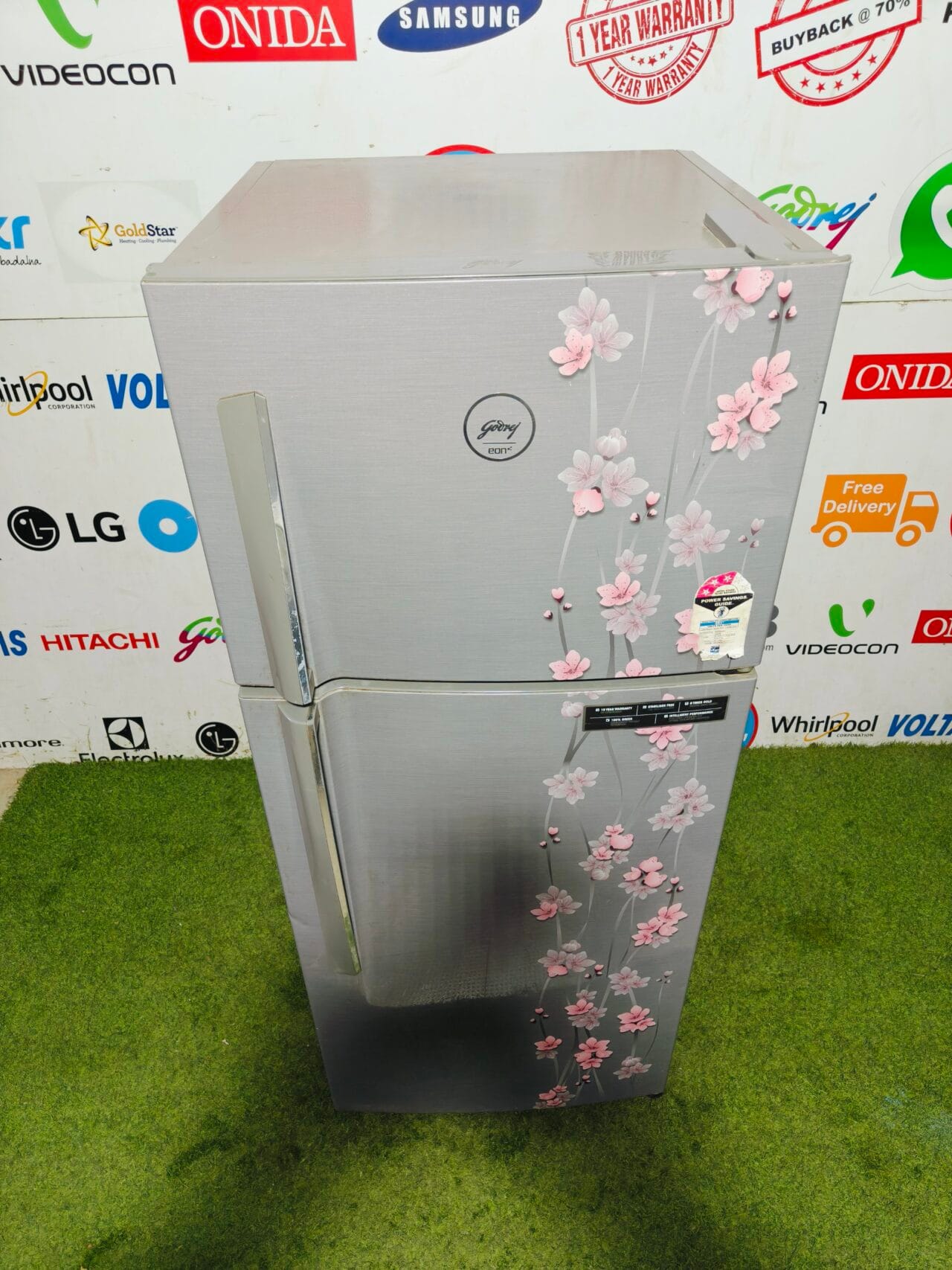 Godrej Eon pink flower model 240 l inbuilt stabilizer used double door refrigerator - Image 2