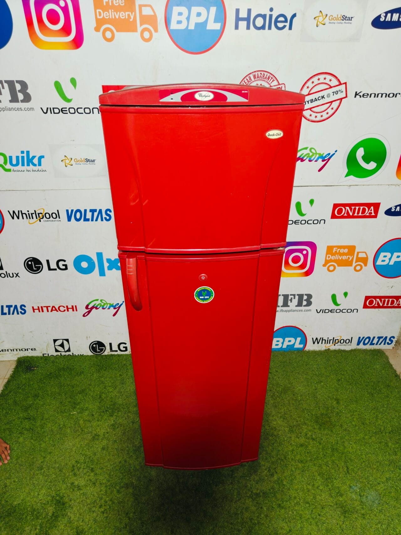 whirlpool quick chill bright red 320 ltr inbuilt stabiliser double door refrigerator - Image 2