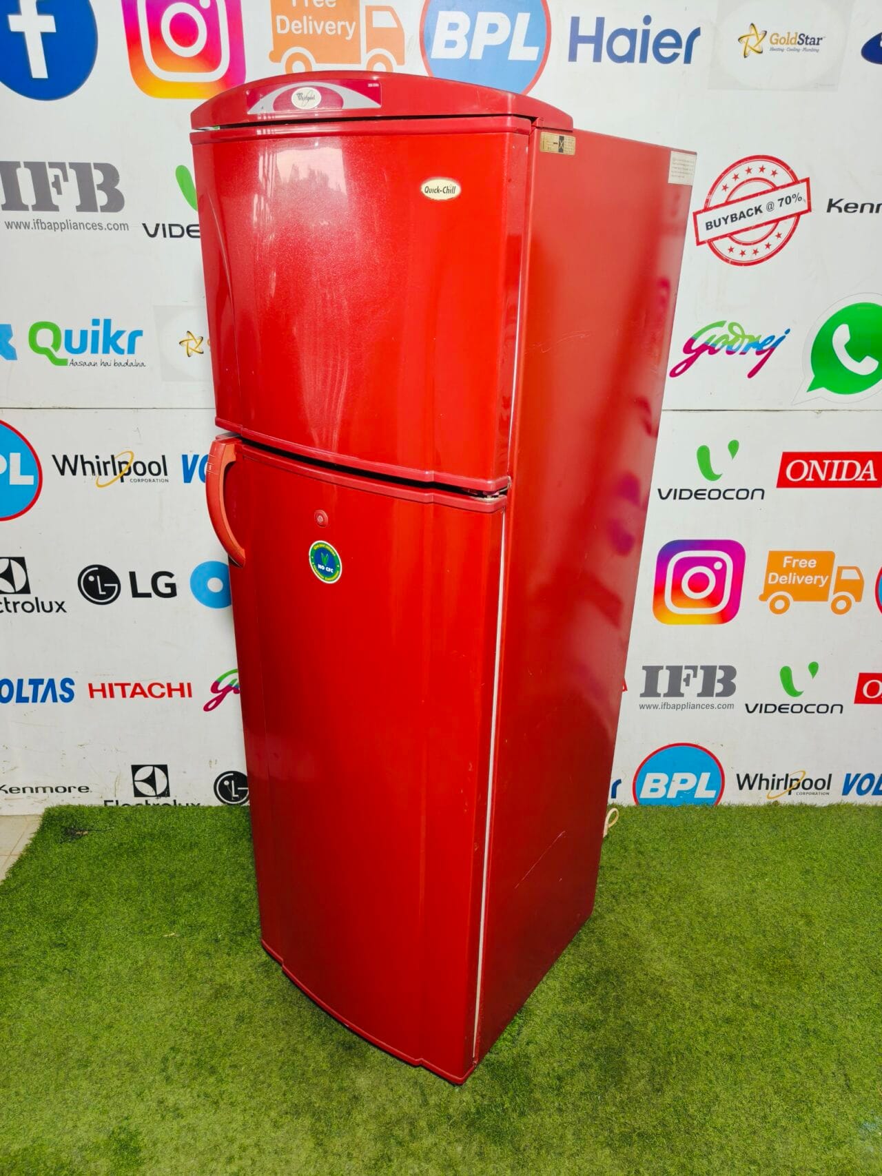 whirlpool quick chill bright red 320 ltr inbuilt stabiliser double door refrigerator - Image 4