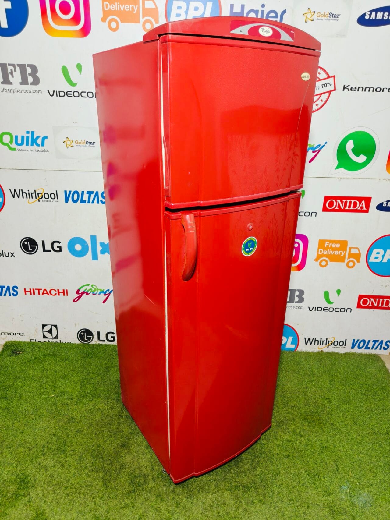 whirlpool quick chill bright red 320 ltr inbuilt stabiliser double door refrigerator - Image 5