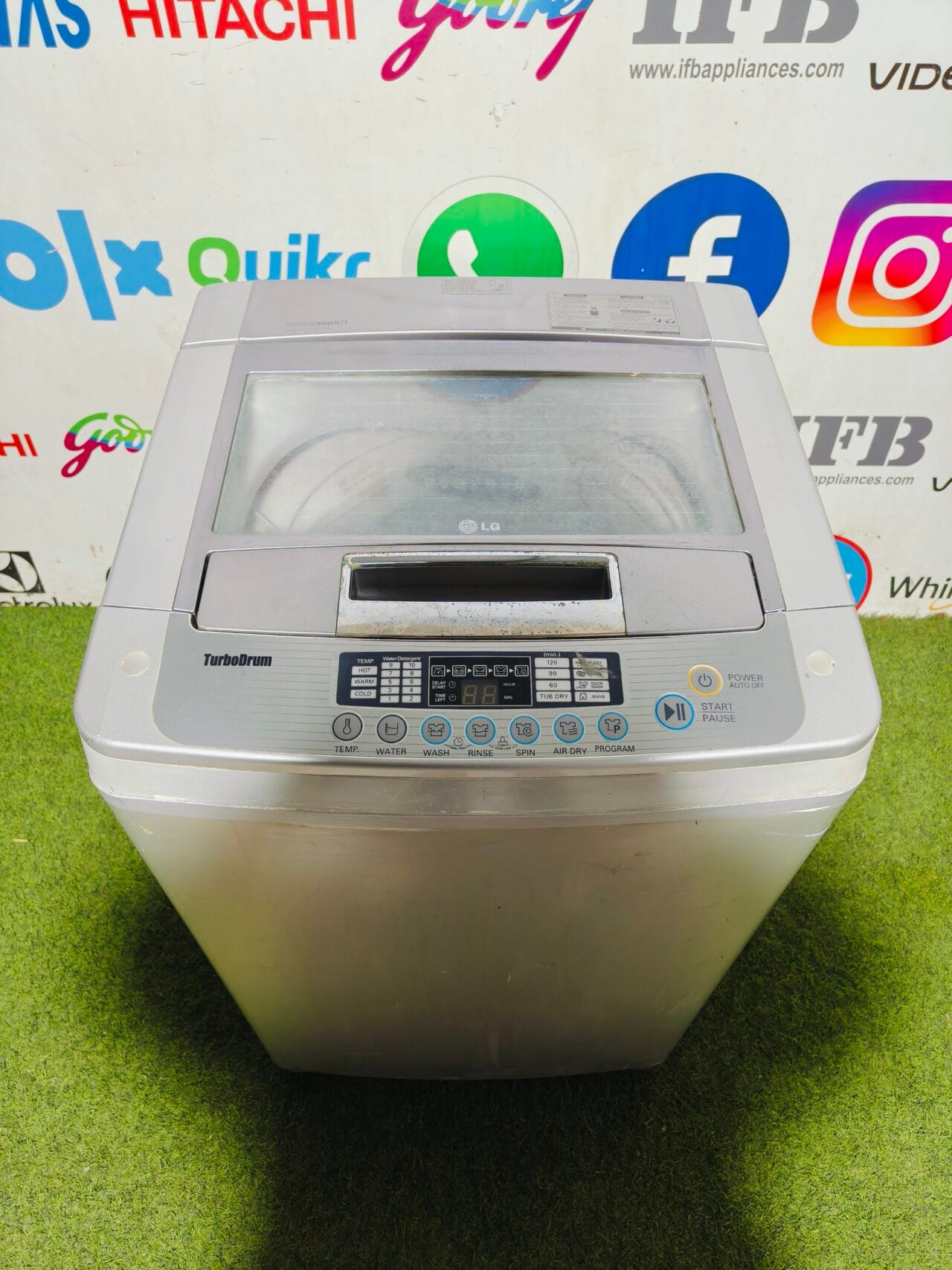 LG intello wash turbo drum 6.5 kg silver in colour fully automatic top load washing machine - Image 2