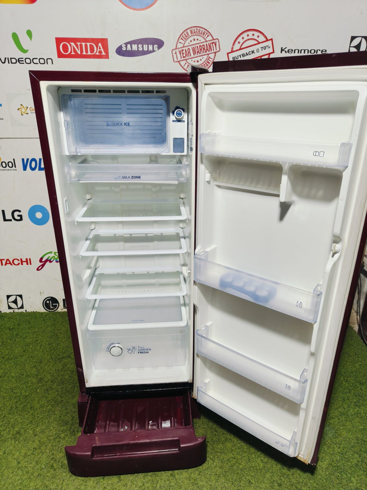 Whirlpool ice magic fresh inbuilt stabilizer with base stand and onion tree 220 lte gently used flower model single door refrigerator - Image 4