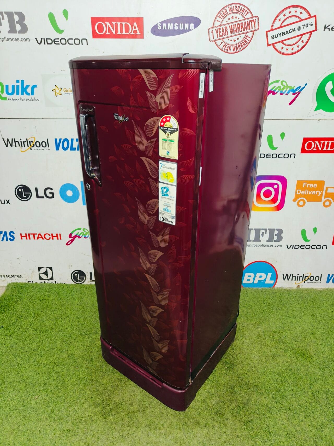 Whirlpool ice magic fresh inbuilt stabilizer with base stand and onion tree 220 lte gently used flower model single door refrigerator - Image 6