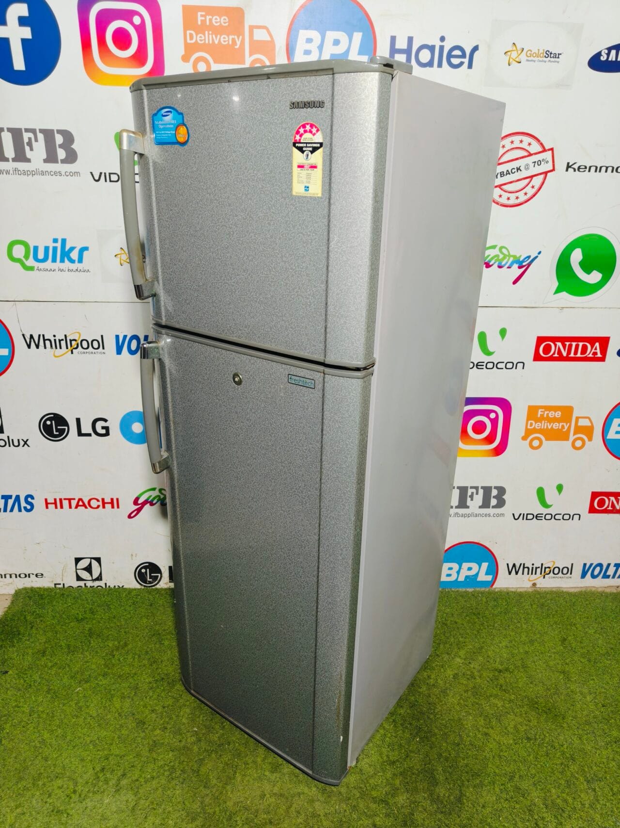 Samsung fresh tech 4 star energy rating inbuilt stabiliser silver in colour 300 ltr double door refrigerator - Image 5