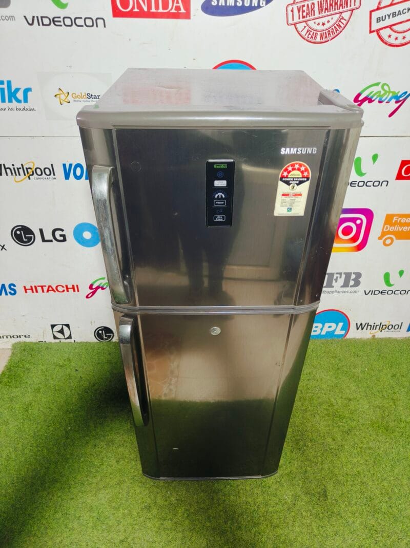 Samsung fresh tech five star energy rating inbuilt stabiliser steel finish 240 ltr double door refrigerator
