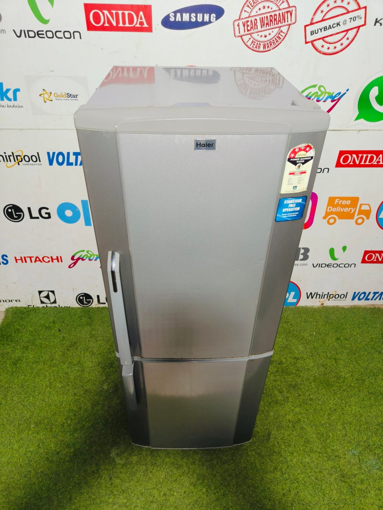 Haier four star energy rating inbuilt stabiliser silver in colour 240 ltr used bottom freezer double door refrigerator - Image 2