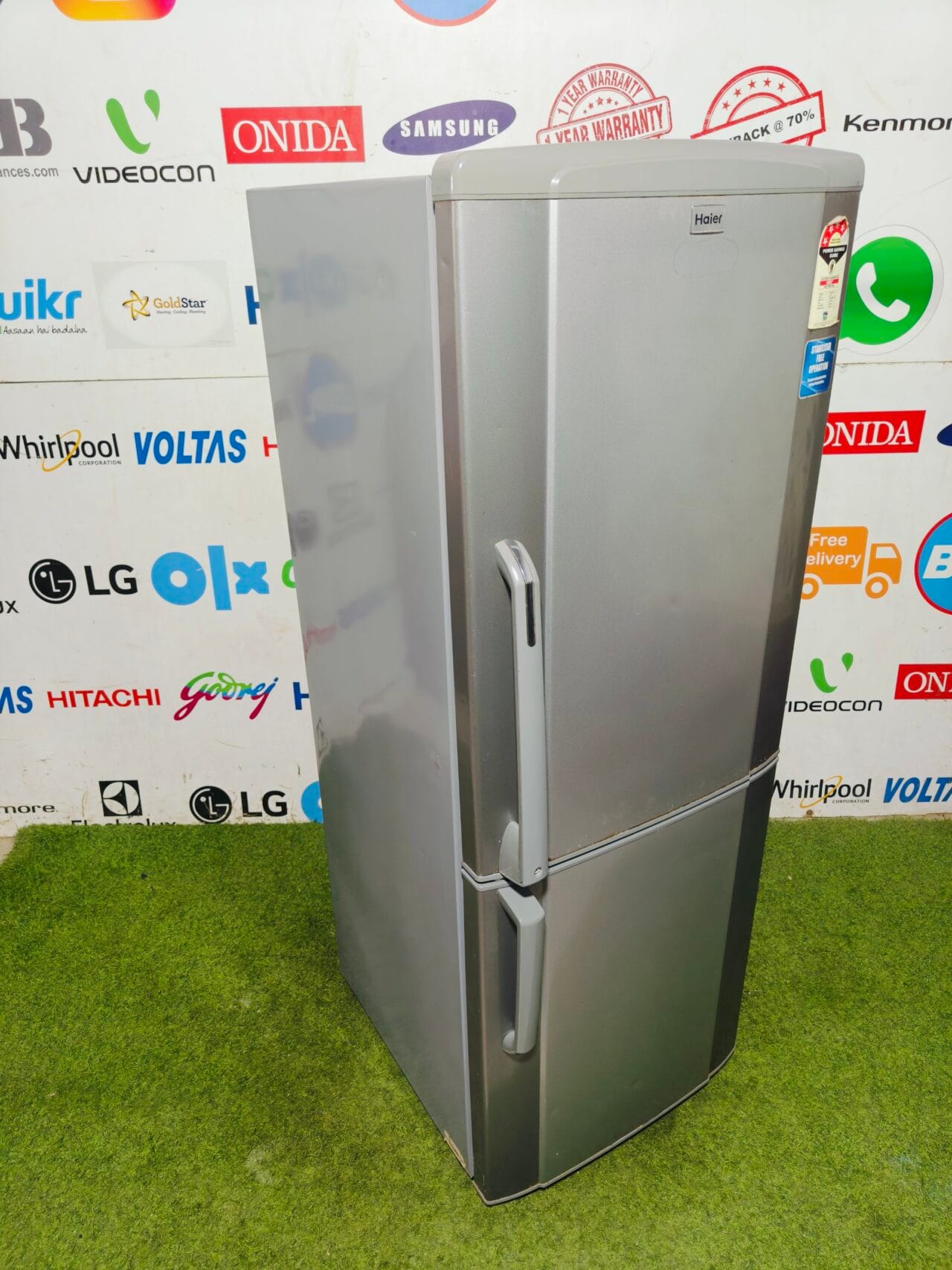 Haier four star energy rating inbuilt stabiliser silver in colour 240 ltr used bottom freezer double door refrigerator - Image 4
