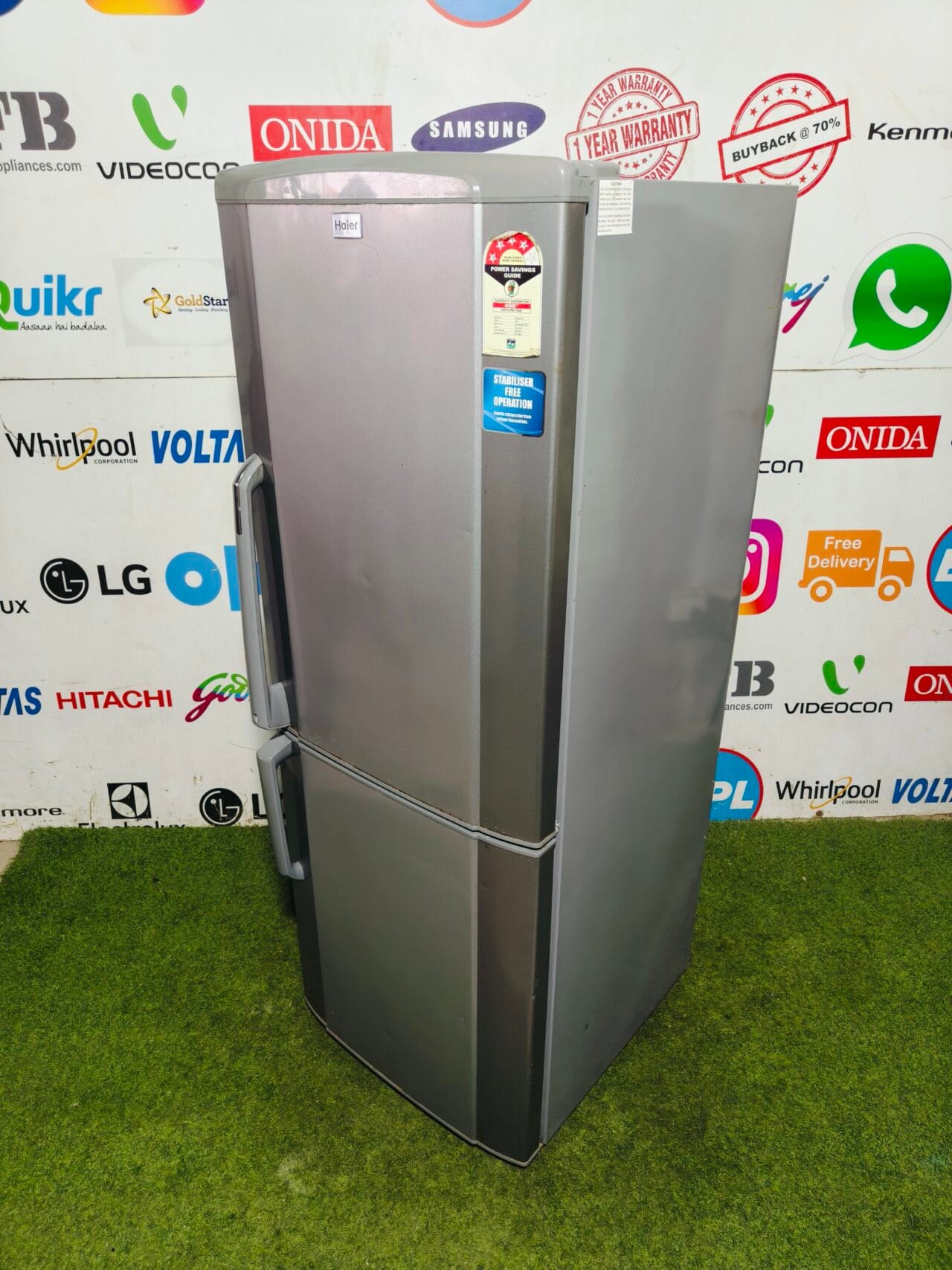 Haier four star energy rating inbuilt stabiliser silver in colour 240 ltr used bottom freezer double door refrigerator - Image 5