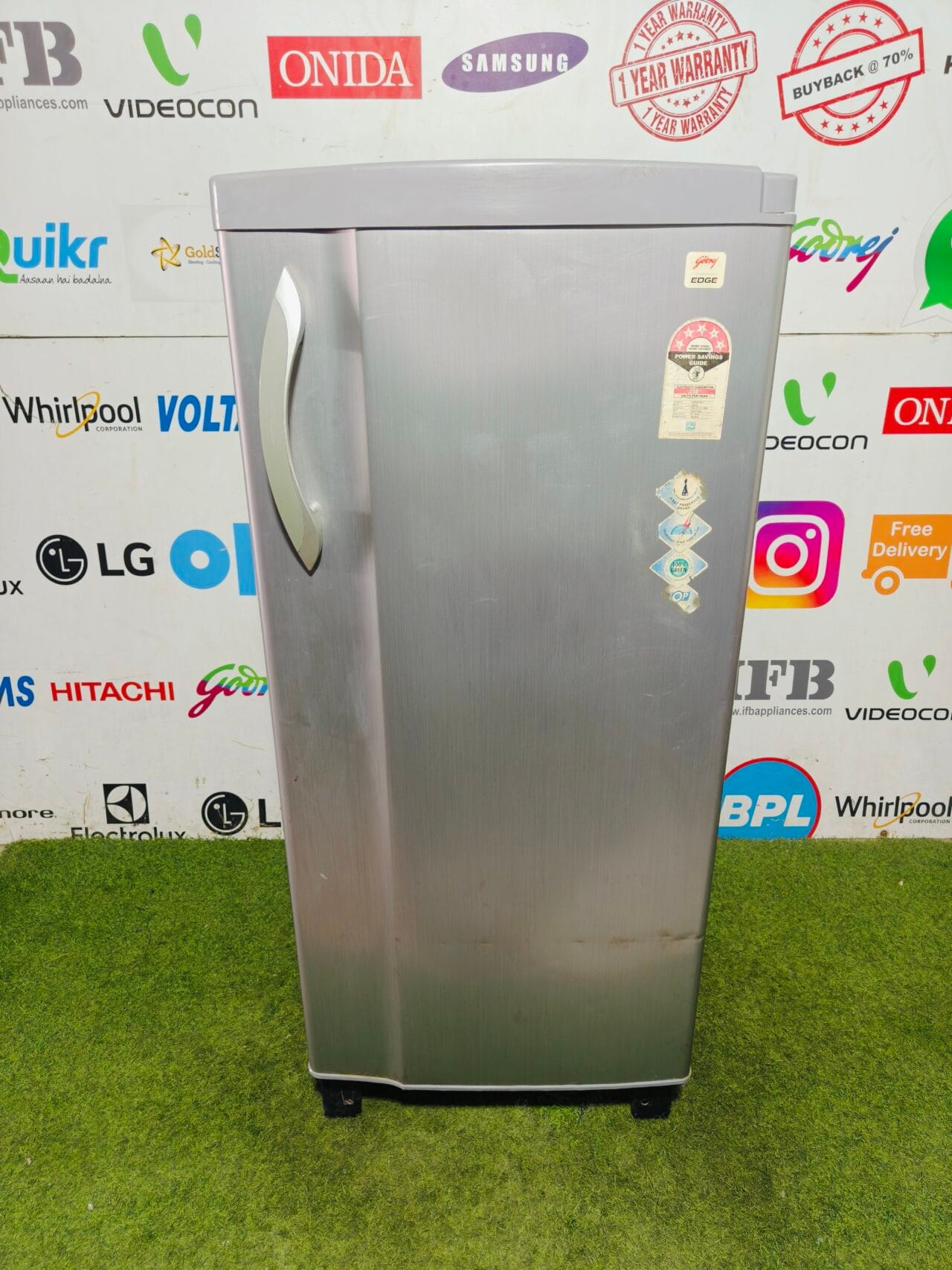 Godrej edge five star energy rating inbuilt stabiliser silver in colour 200 lte used single door refrigerator
