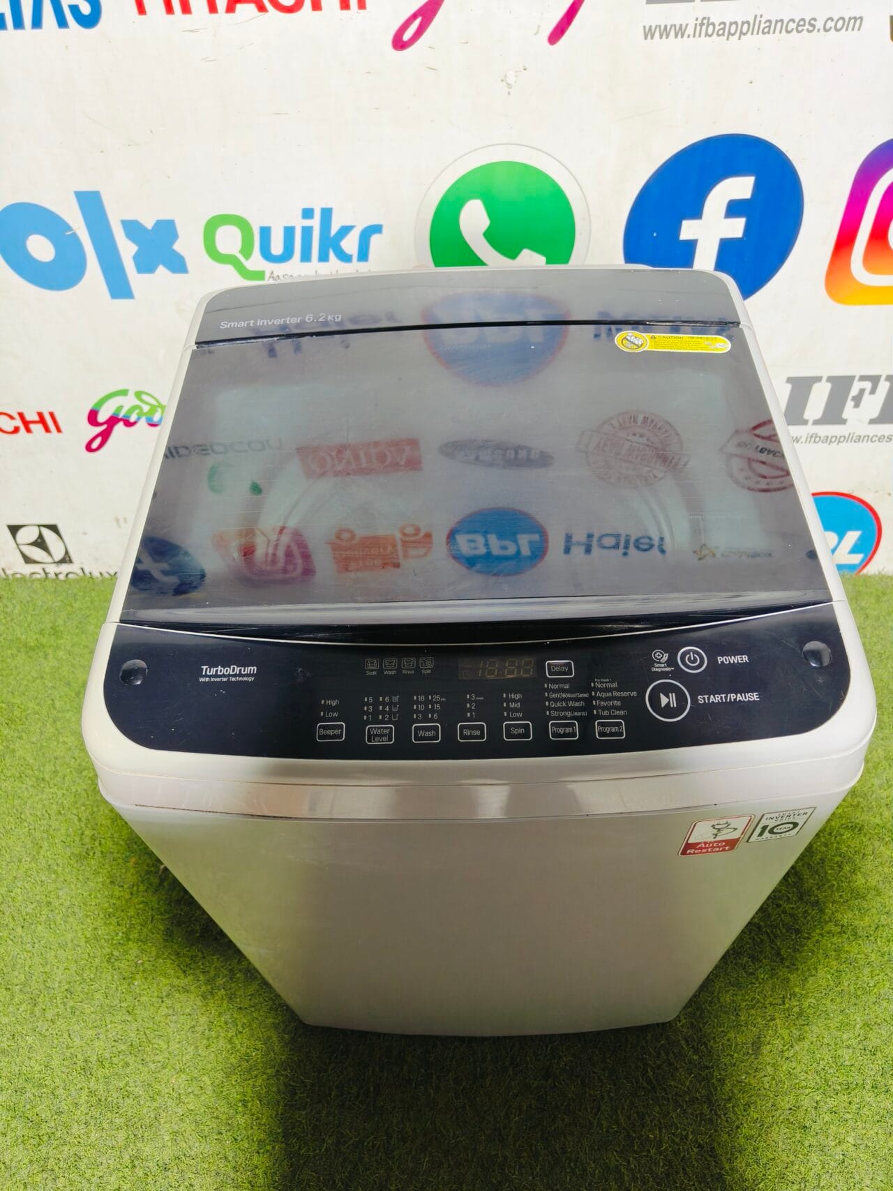 LG smart inverter turbo drum with inverter technology,smart diagnosis and auto restart 6.2 kg gently used double colour fully automatic top load washing machine - Image 2