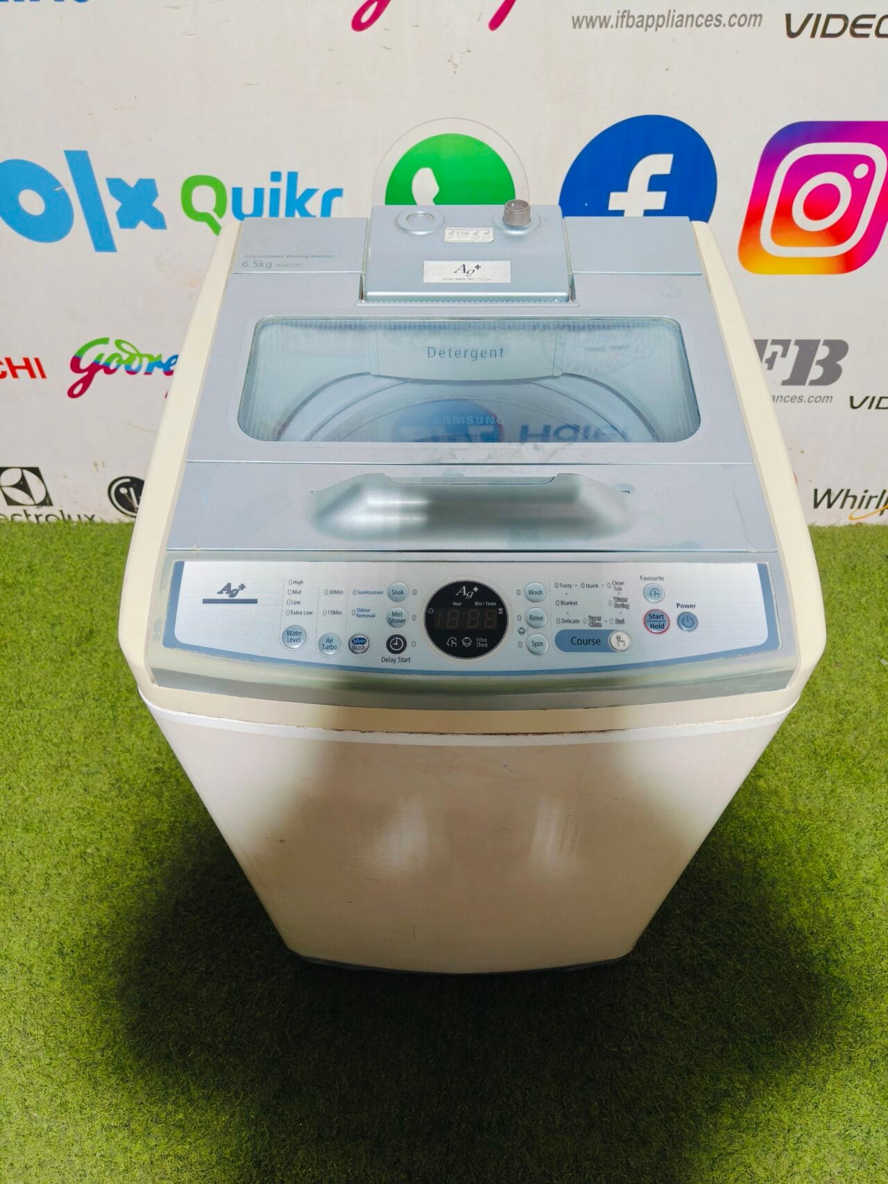Samsung AG plus silver nano technology 6.5 kg blue and white in colour fully automatic used top load washing machine - Image 2