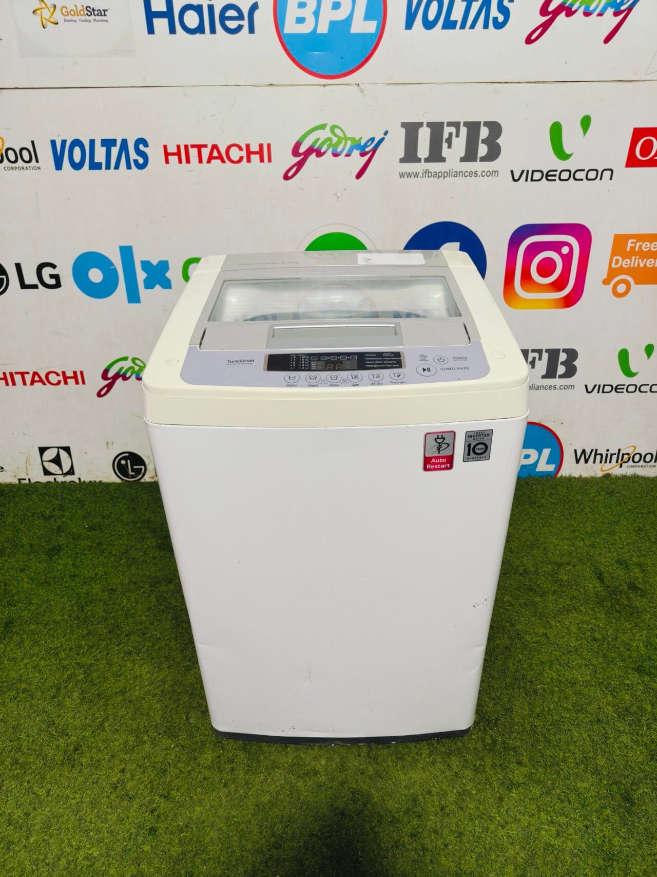 LG smart inverter turbo drum with inverter technology comes with smart diagnosis and auto restart 6.2 kg fully automatic top load washing machine