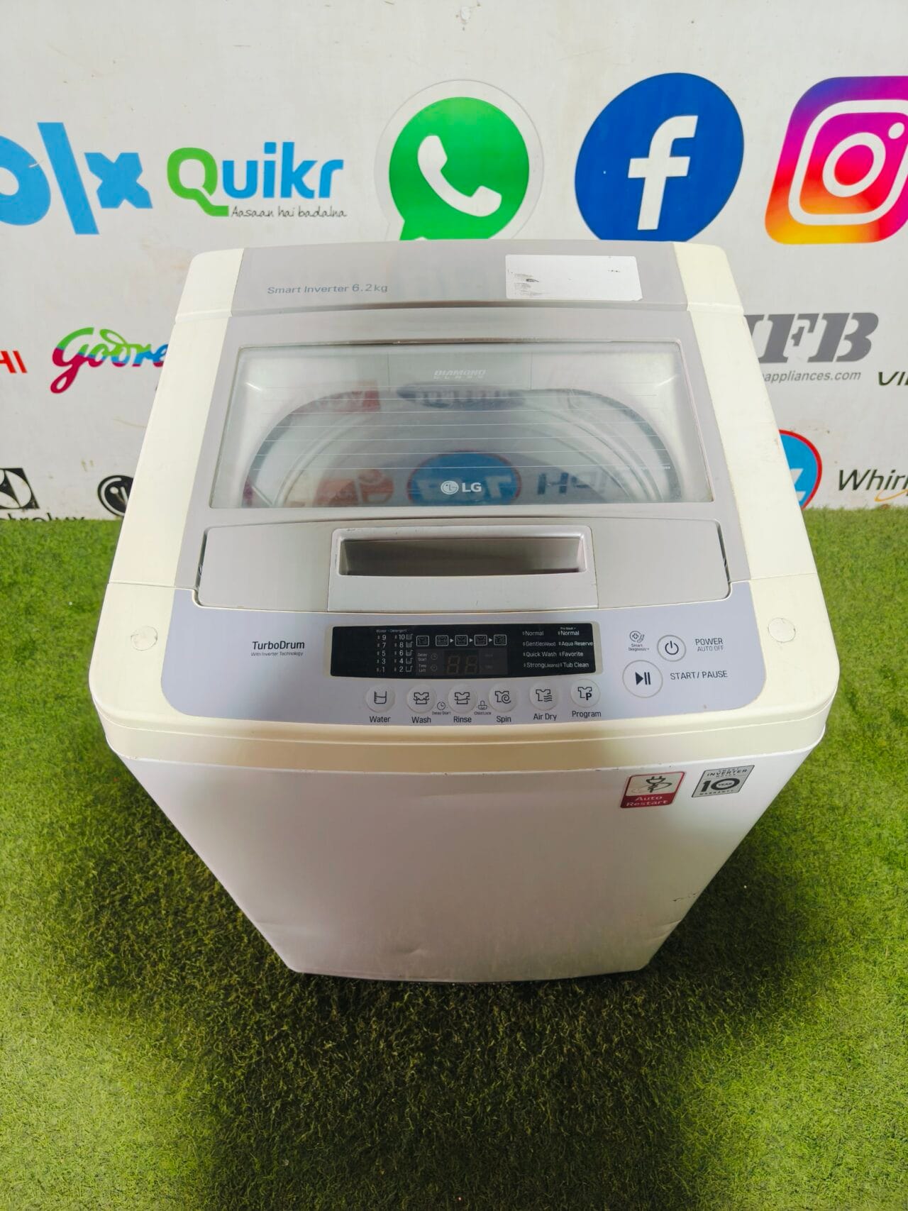 LG smart inverter turbo drum with inverter technology comes with smart diagnosis and auto restart 6.2 kg fully automatic top load washing machine - Image 2