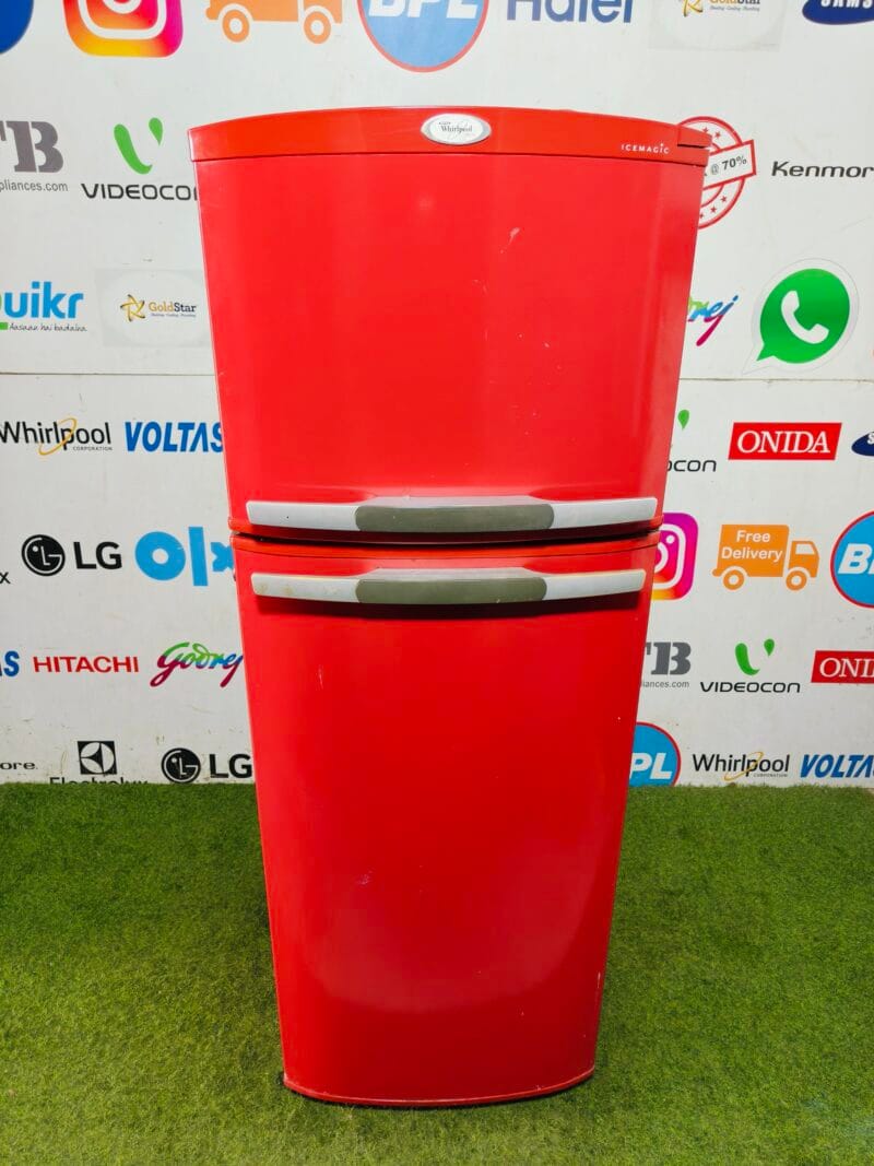 Whirlpool ice magic bright red in colour 280 lte double door used  refrigerator