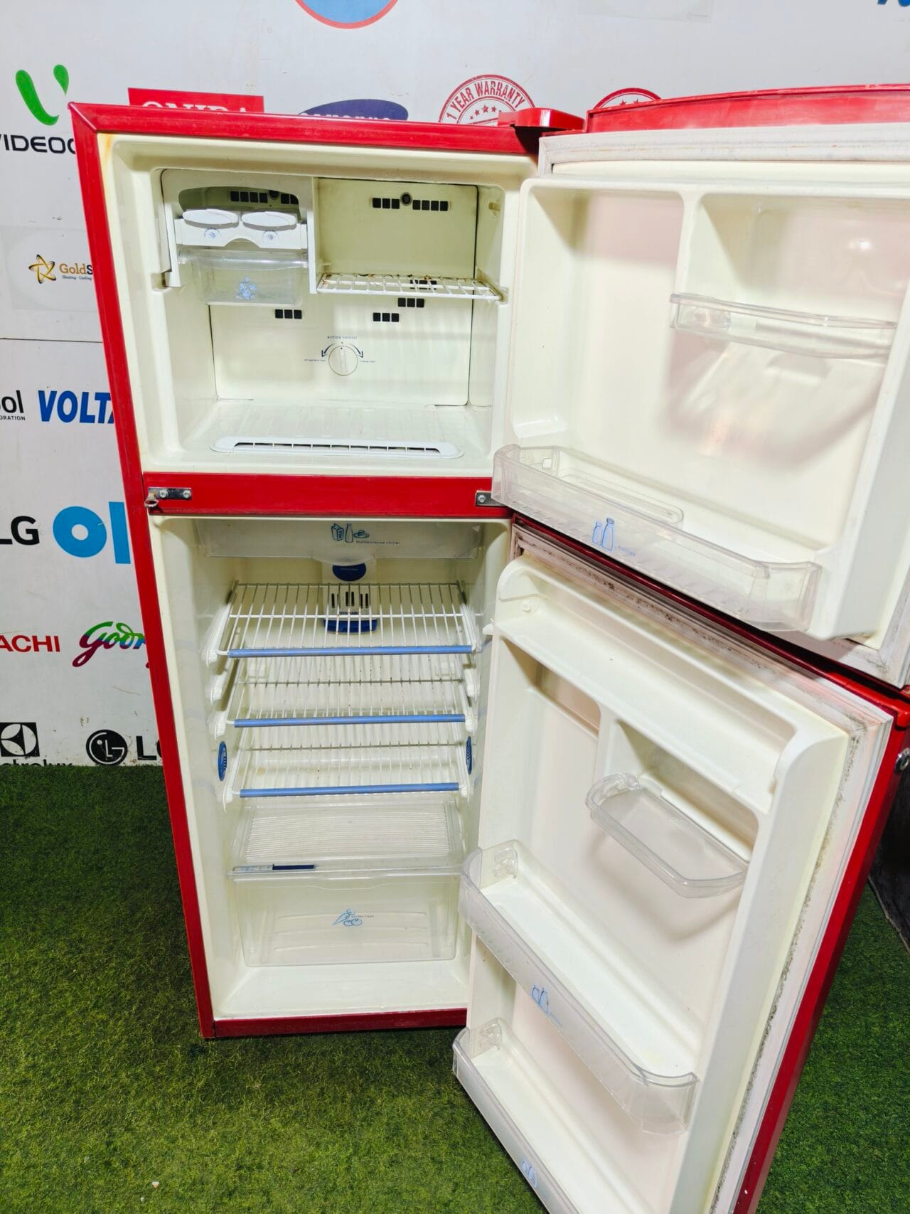 Whirlpool ice magic bright red in colour 280 lte double door used  refrigerator - Image 3