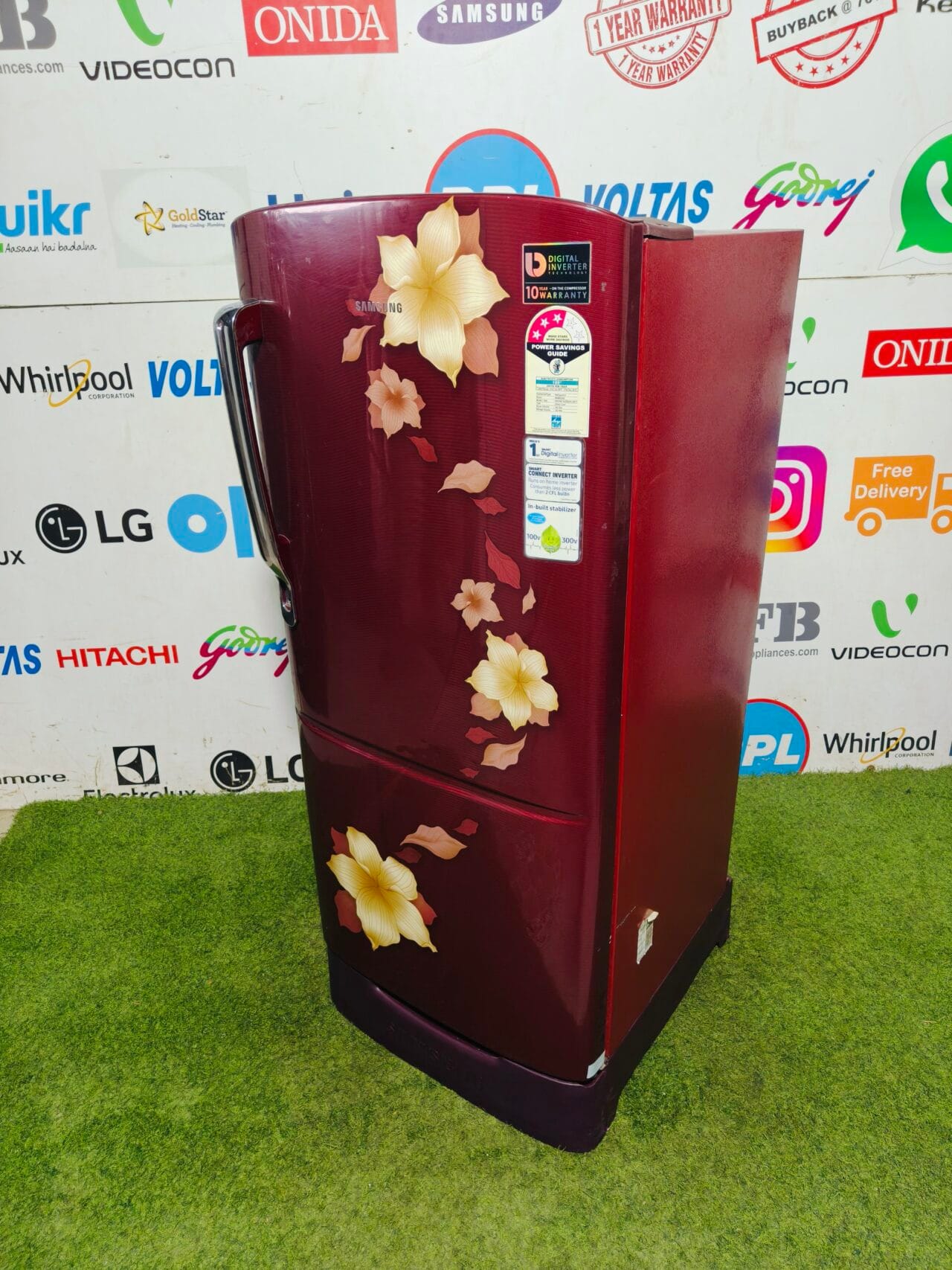 Samsung digital inverter inbuilt stabiliser with base stand and onion tray double colour flower model 190 ltr gently used single door refrigerator - Image 5
