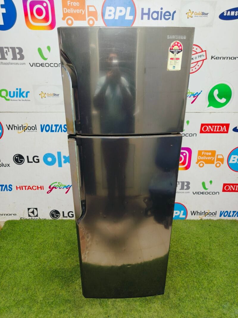 Samsung five star energy rating inbuilt stabiliser steel finish 320 lte double door used refrigerator
