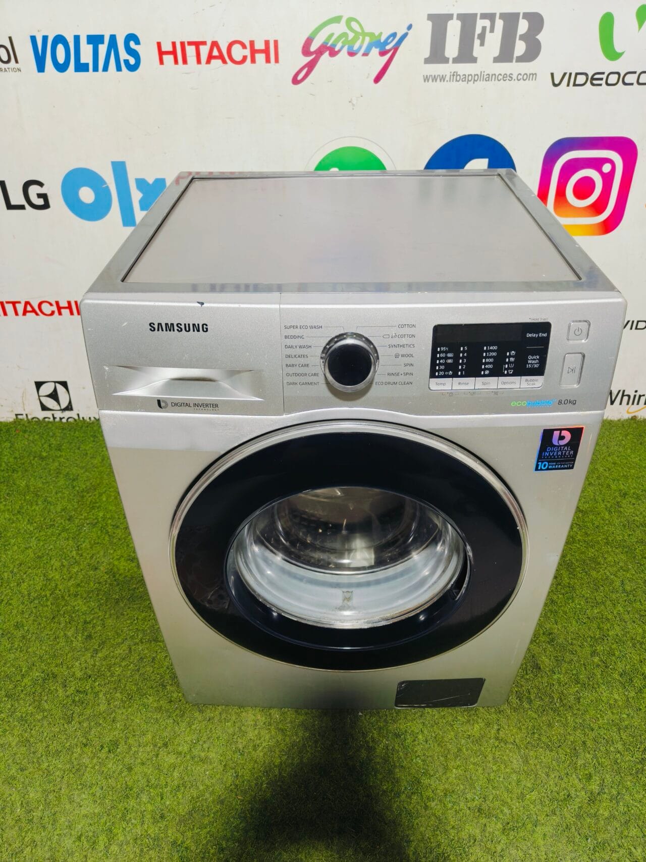 Samsung digital inverter eco bubble 8 kg silver and black in colour fully automatic front load washing machine - Image 2