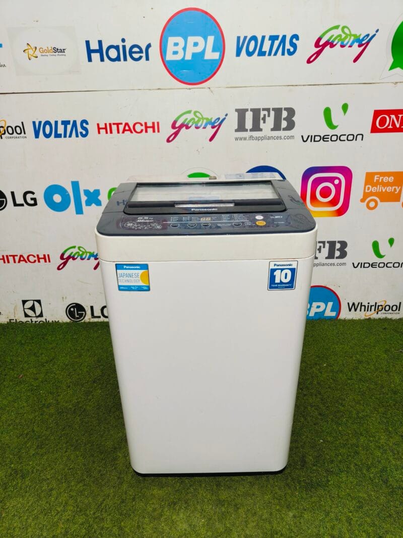 panasonic eco aqua beat white & grey in colour 6.5 kg fully automatic top load used washing machine