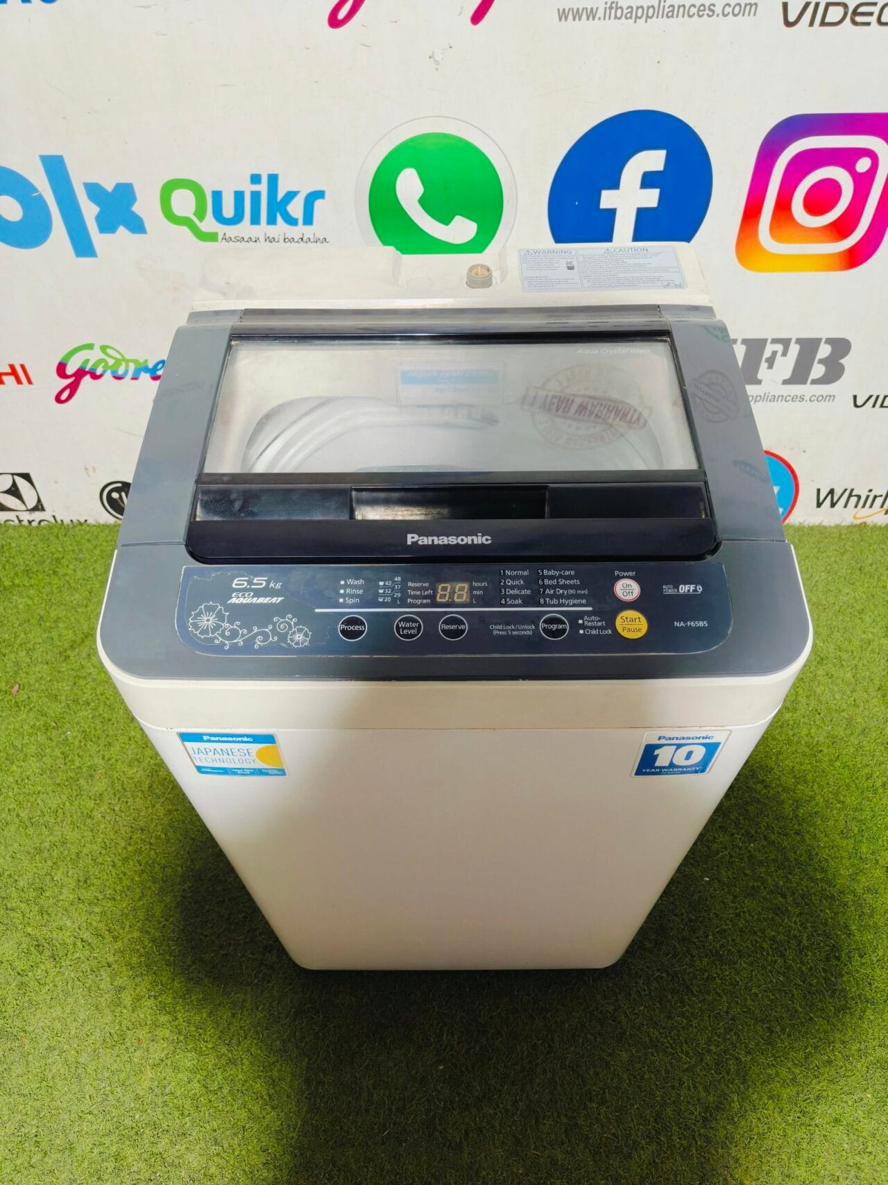 panasonic eco aqua beat white & grey in colour 6.5 kg fully automatic top load used washing machine - Image 2