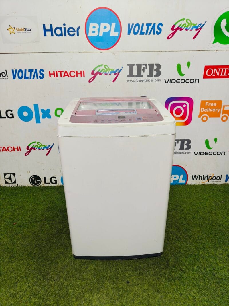 LG turbo drum 6.2 kg white & pink in colour fully automatic top load washing machine