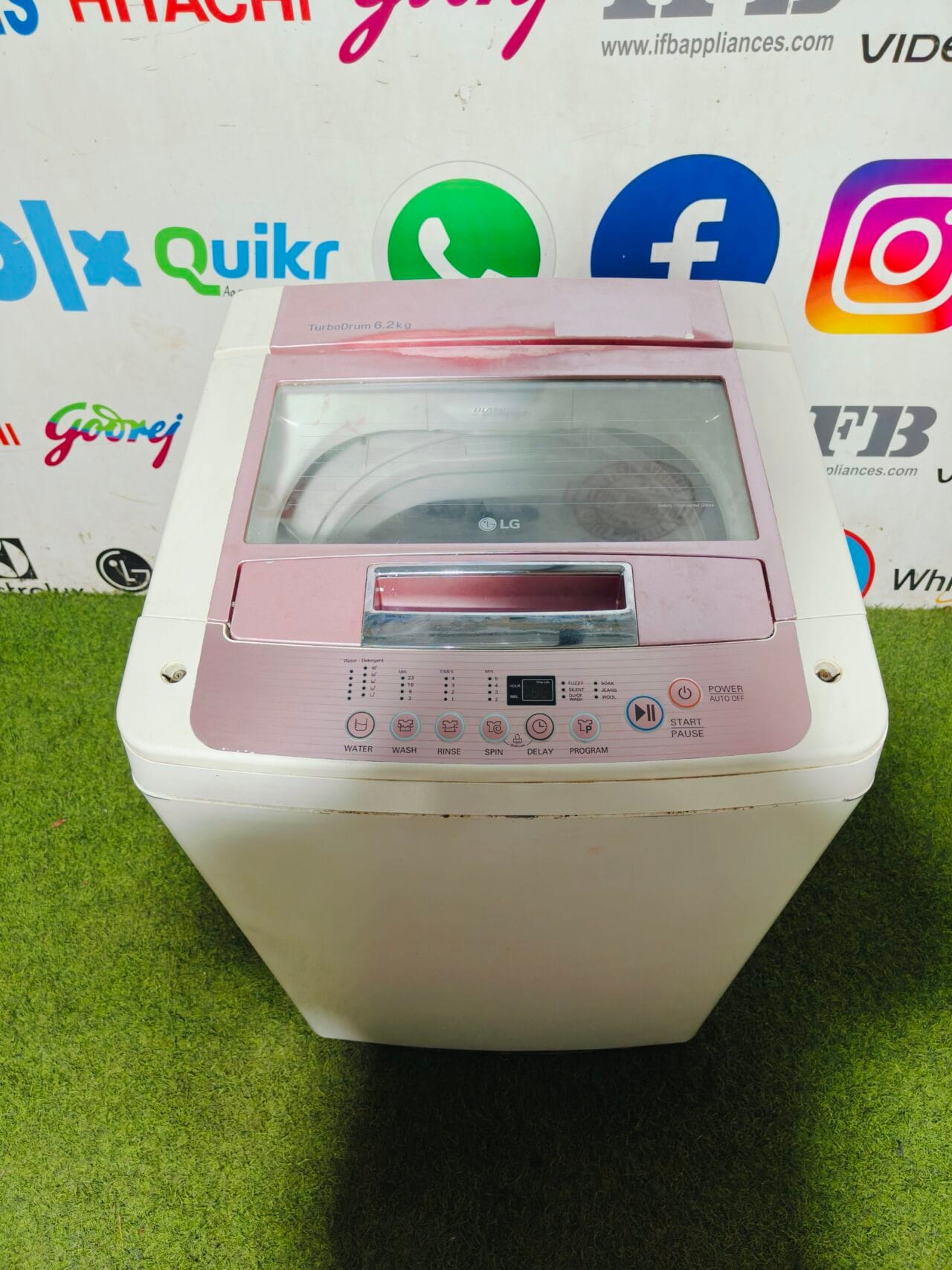 LG turbo drum 6.2 kg white & pink in colour fully automatic top load washing machine - Image 2
