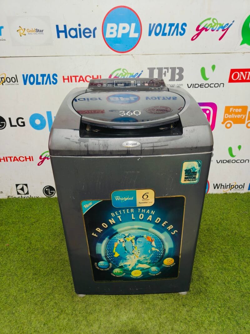 whirlpool 6th sense 360 degree eco spray tumble care 8 kg grey in colour fully automatic top load washing machine