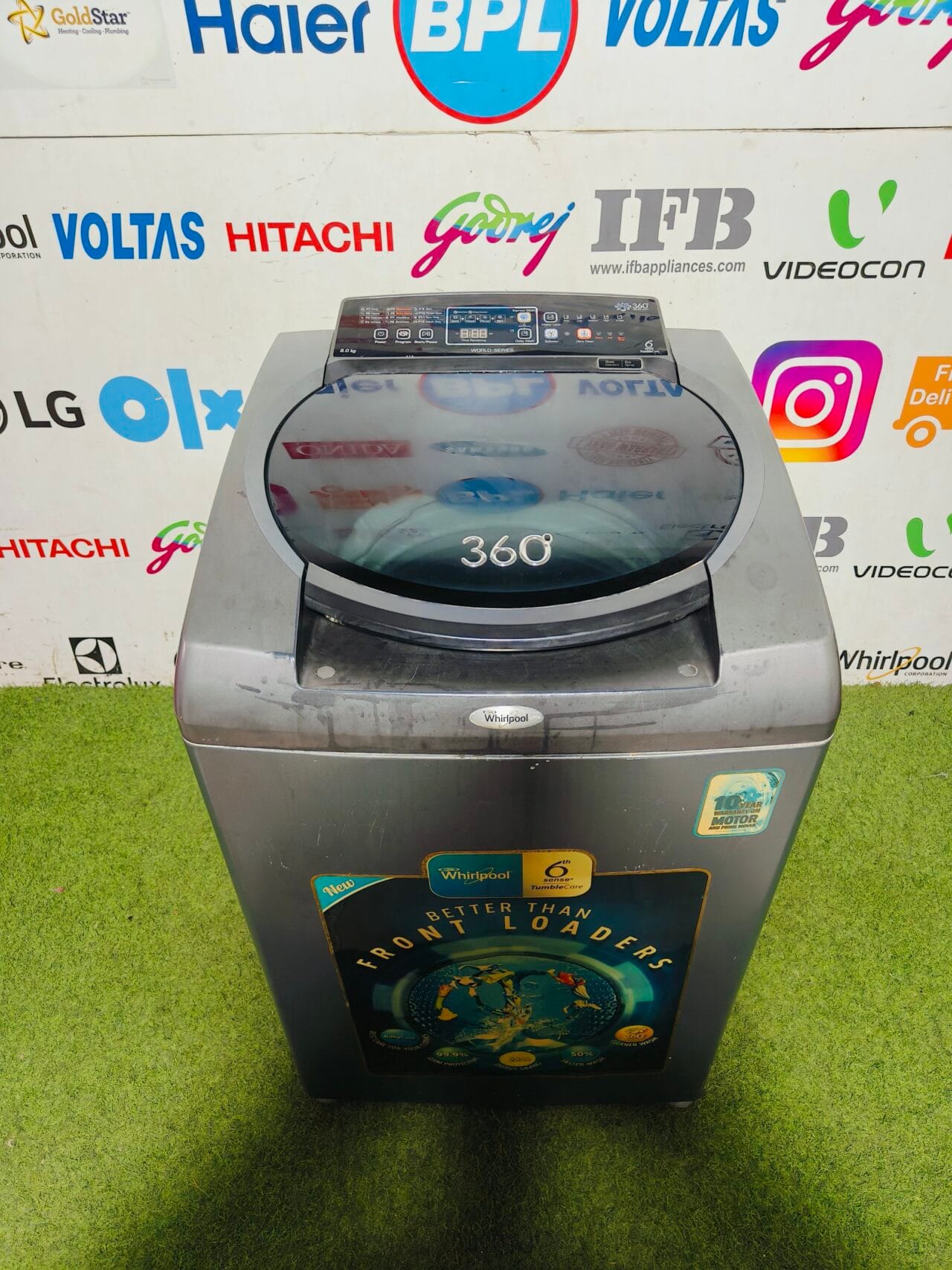 whirlpool 6th sense 360 degree eco spray tumble care 8 kg grey in colour fully automatic top load washing machine - Image 2