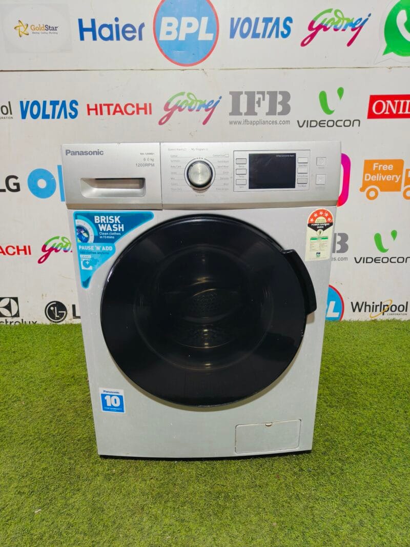 panasonic brisk wash five star energy rating silver in colour 6 kg with 1200 & digital display fully automatic gently used front load washing machine