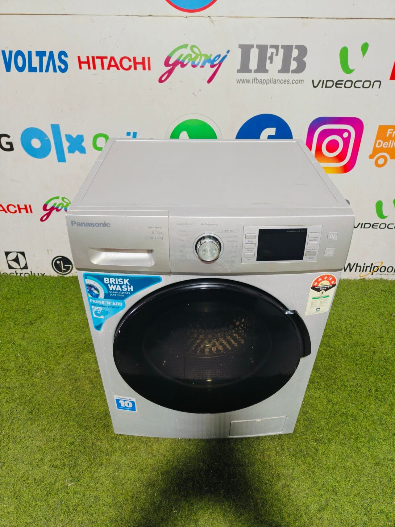 panasonic brisk wash five star energy rating silver in colour 6 kg with 1200 & digital display fully automatic gently used front load washing machine - Image 2