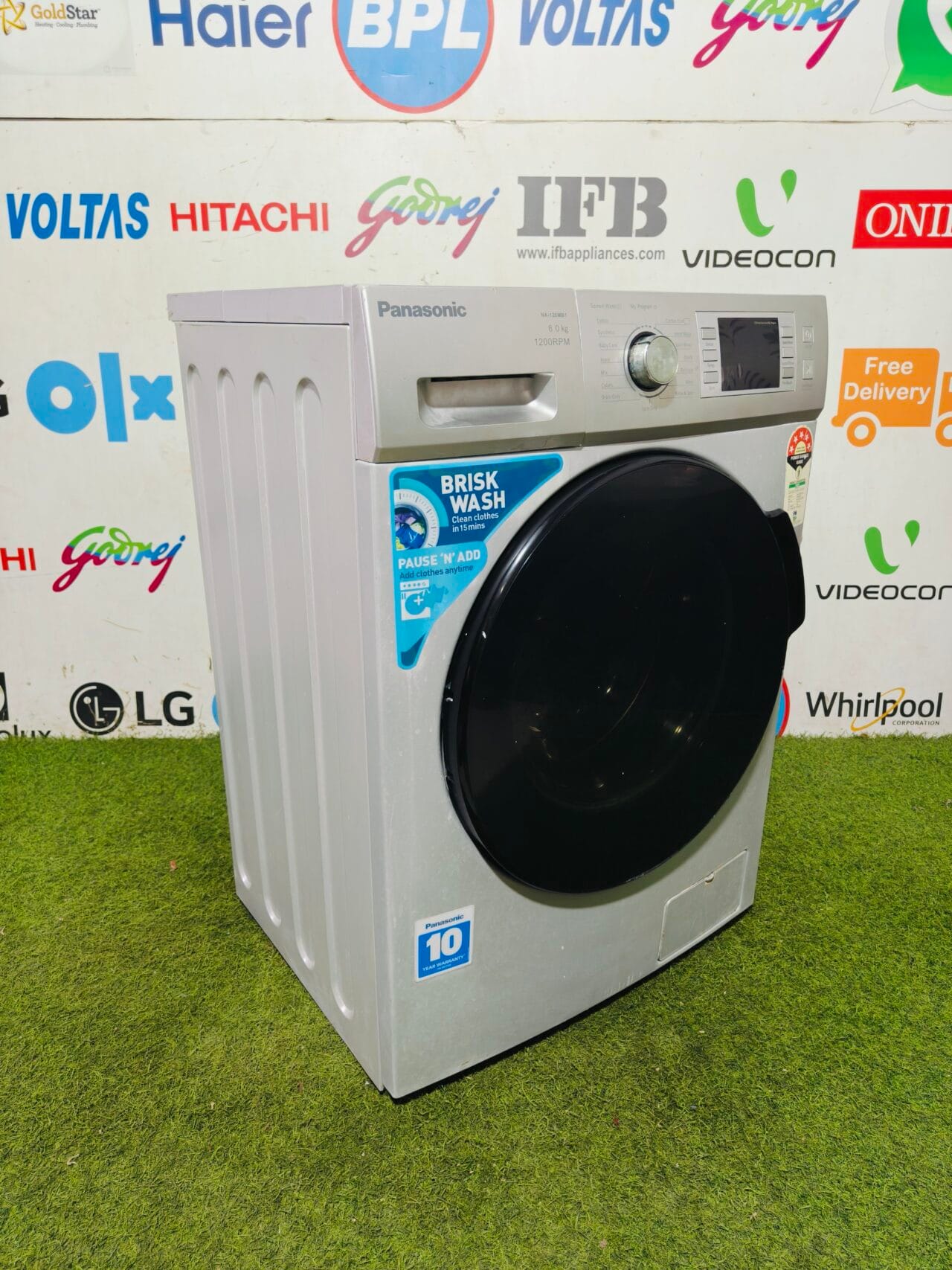 panasonic brisk wash five star energy rating silver in colour 6 kg with 1200 & digital display fully automatic gently used front load washing machine - Image 4