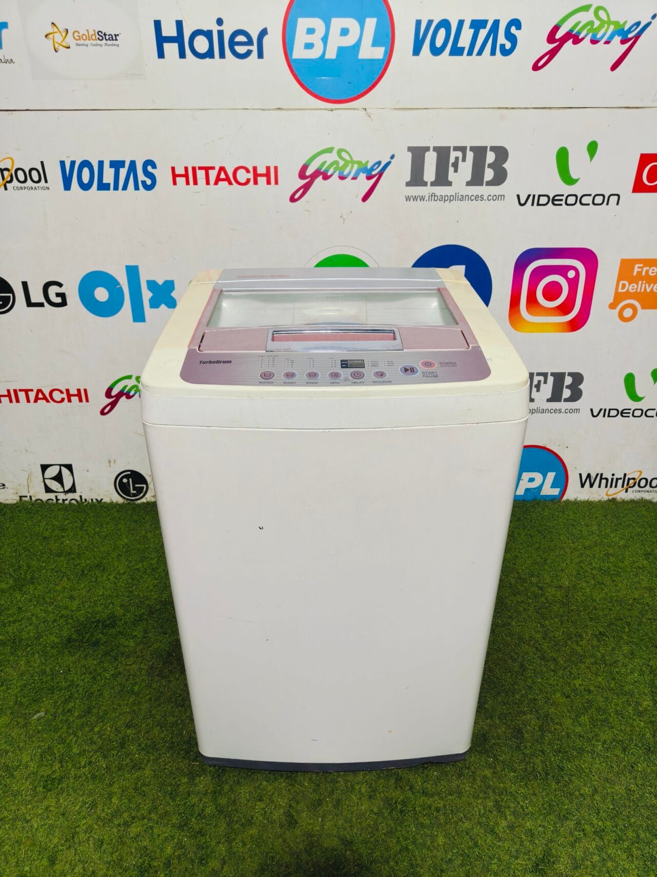 LG turbo drum white & pink in colour 6 kg fully automatic top load washing machine