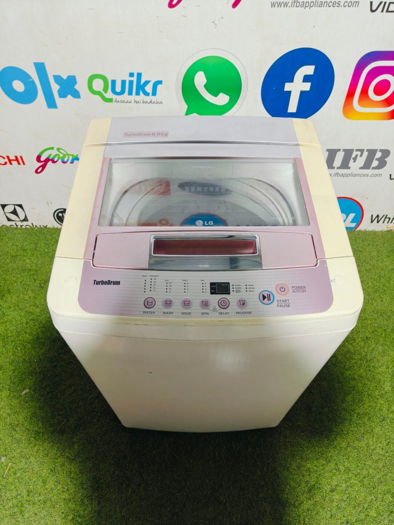 LG turbo drum white & pink in colour 6 kg fully automatic top load washing machine - Image 2